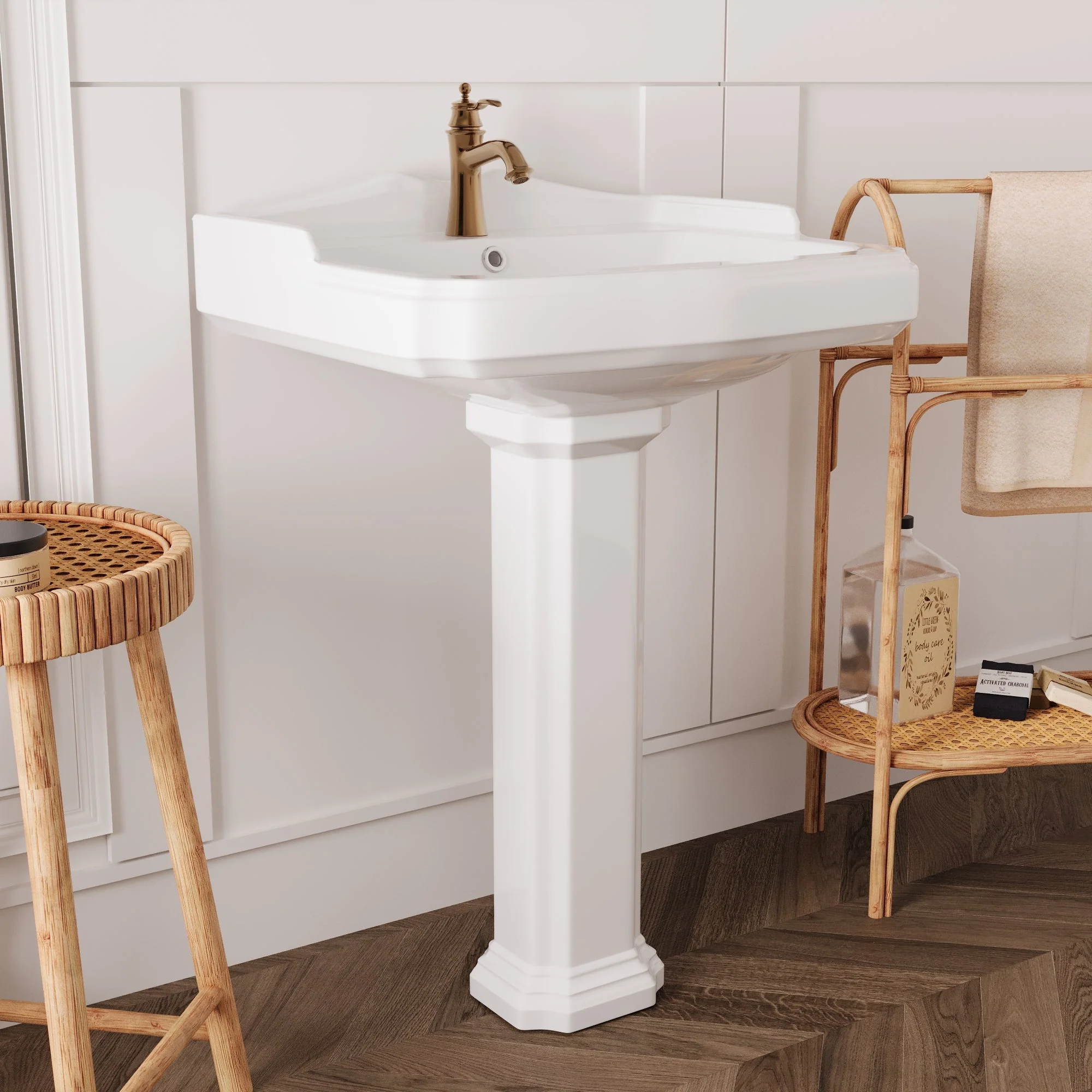 DeerValley DV-1P522 Pedestal Sinks 23-Inch Backsplash Deep Basin Overflow - Image 11
