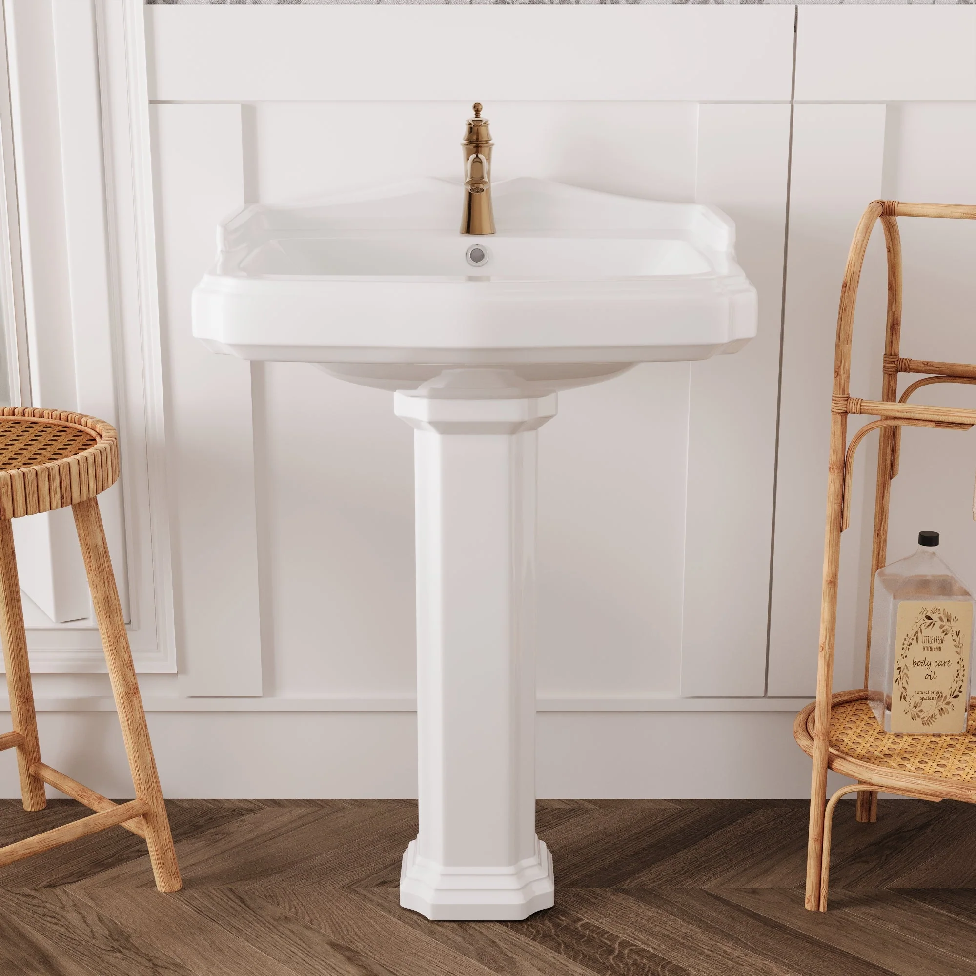 DeerValley DV-1P522 Pedestal Sinks 23-Inch Backsplash Deep Basin Overflow - Image 12