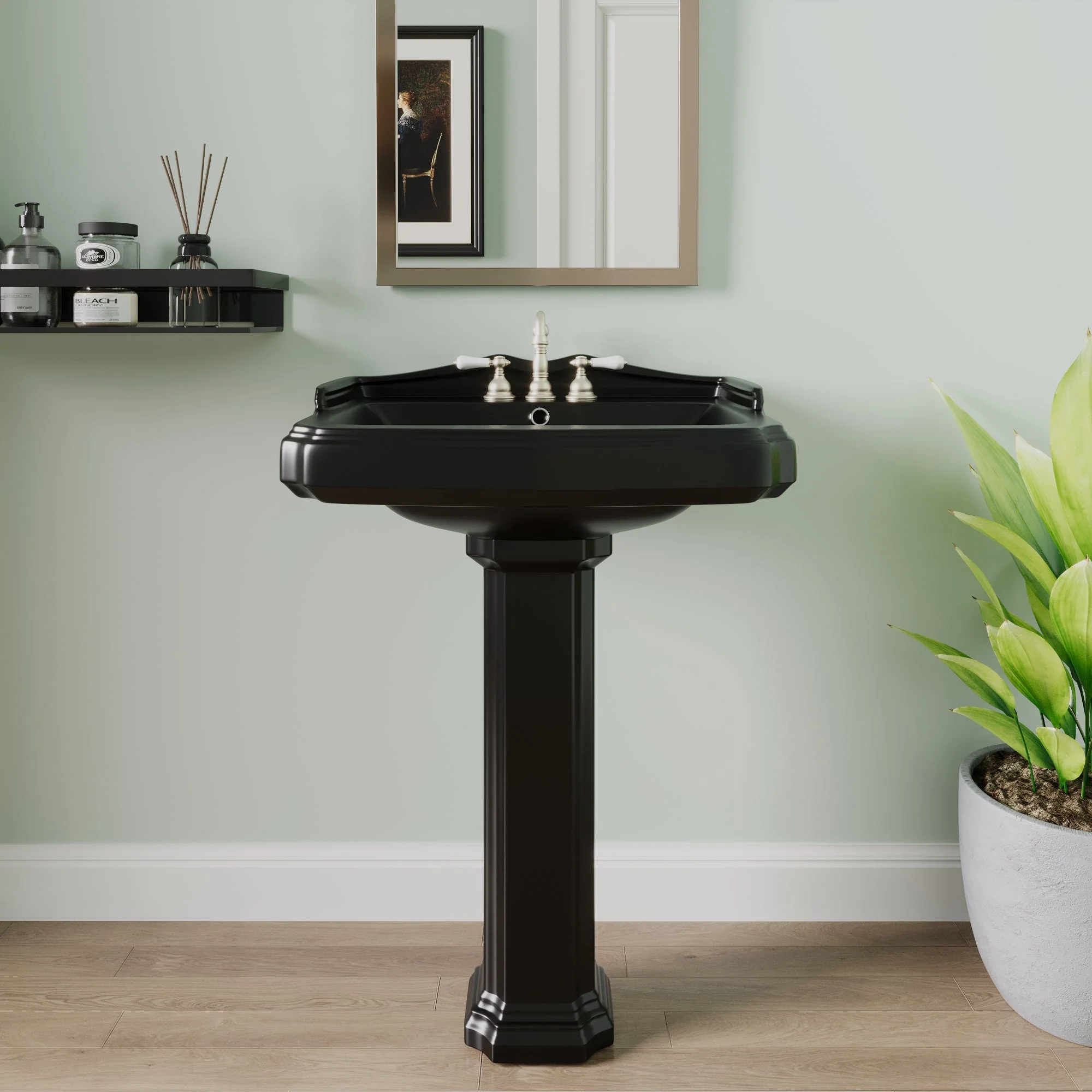 DeerValley DV-1P522 Pedestal Sinks 23-Inch Backsplash Deep Basin Overflow - Image 17