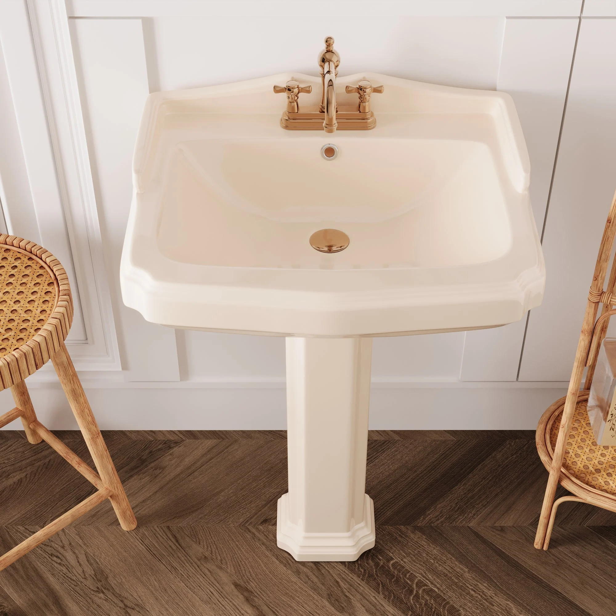 DeerValley DV-1P522 Pedestal Sinks 23-Inch Backsplash Deep Basin Overflow - Image 28