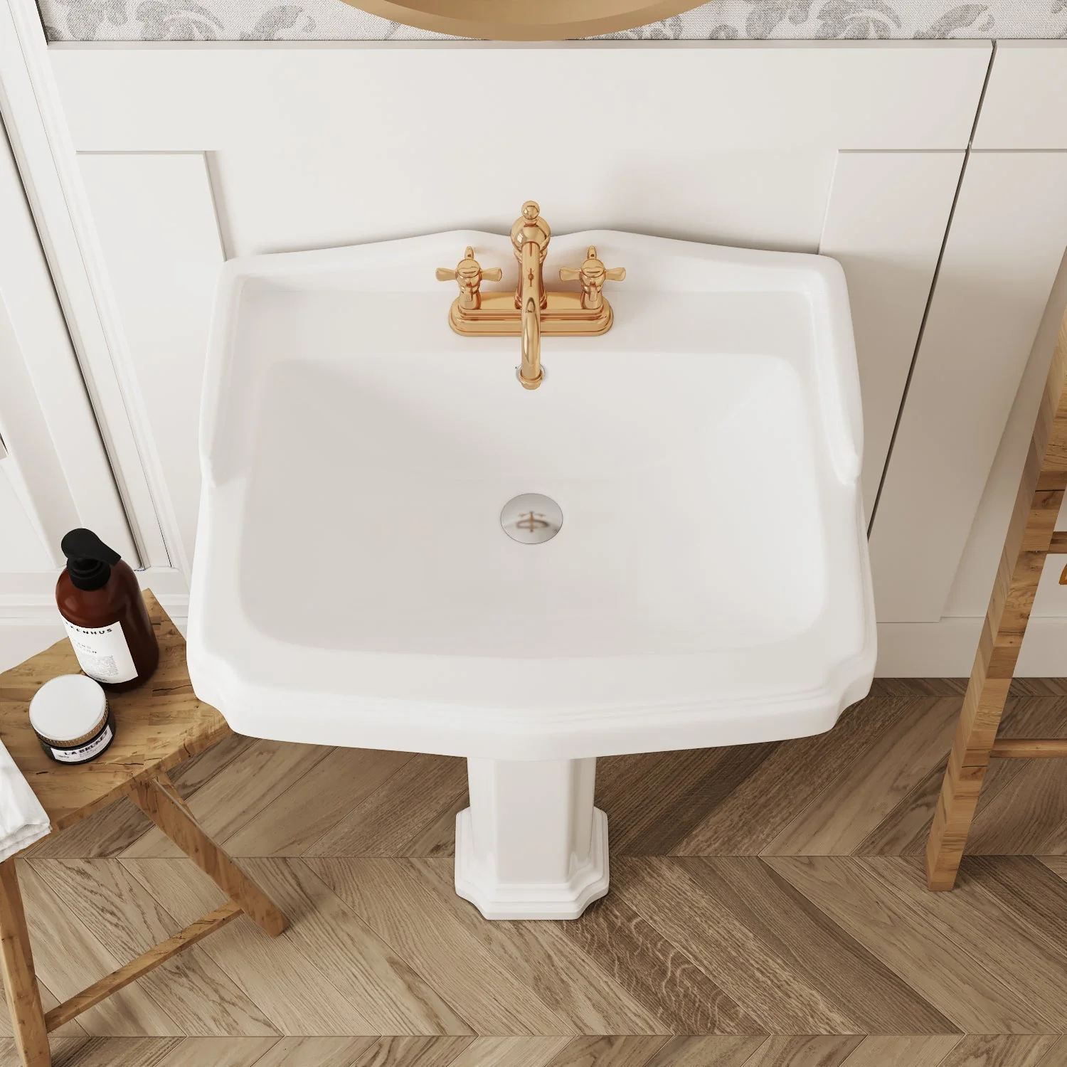 DeerValley DV-1P522 Pedestal Sinks 23-Inch Backsplash Deep Basin Overflow - Image 3