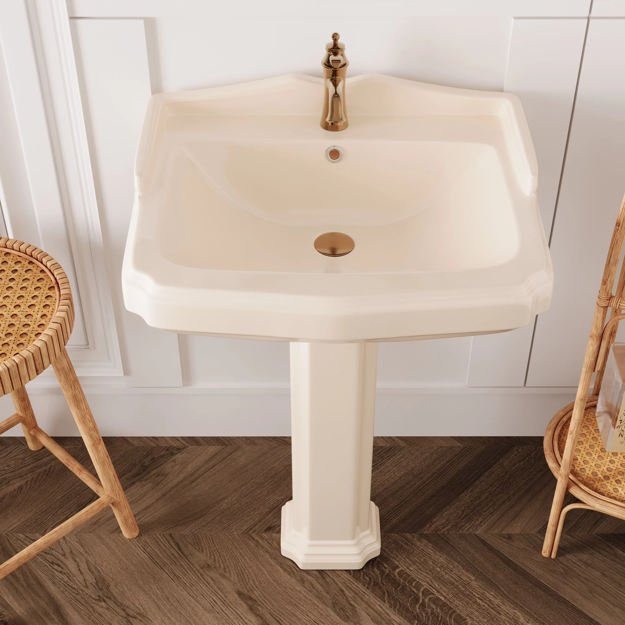 DeerValley DV-1P522 Pedestal Sinks 23-Inch Backsplash Deep Basin Overflow - Image 30