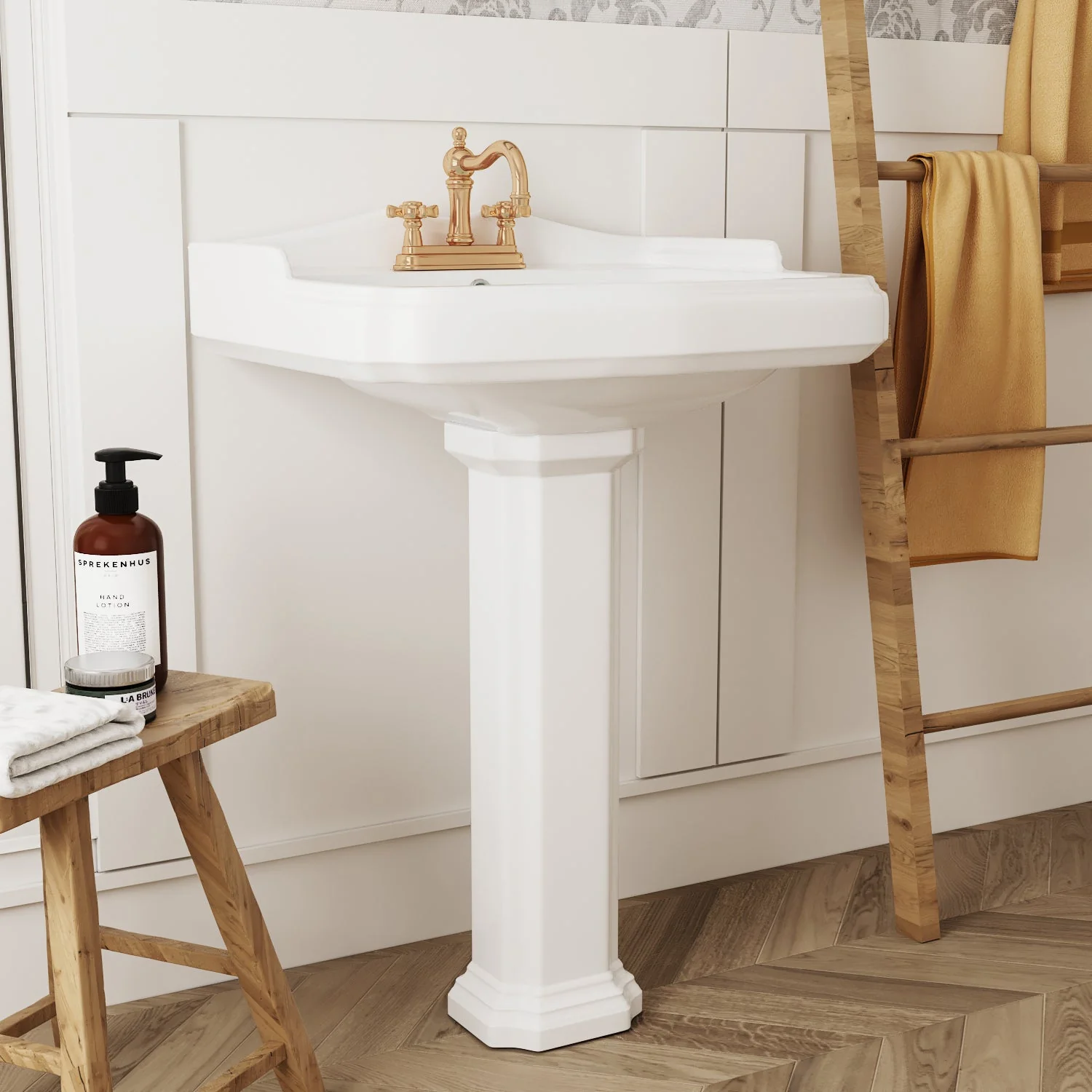 DeerValley DV-1P522 Pedestal Sinks 23-Inch Backsplash Deep Basin Overflow - Image 4