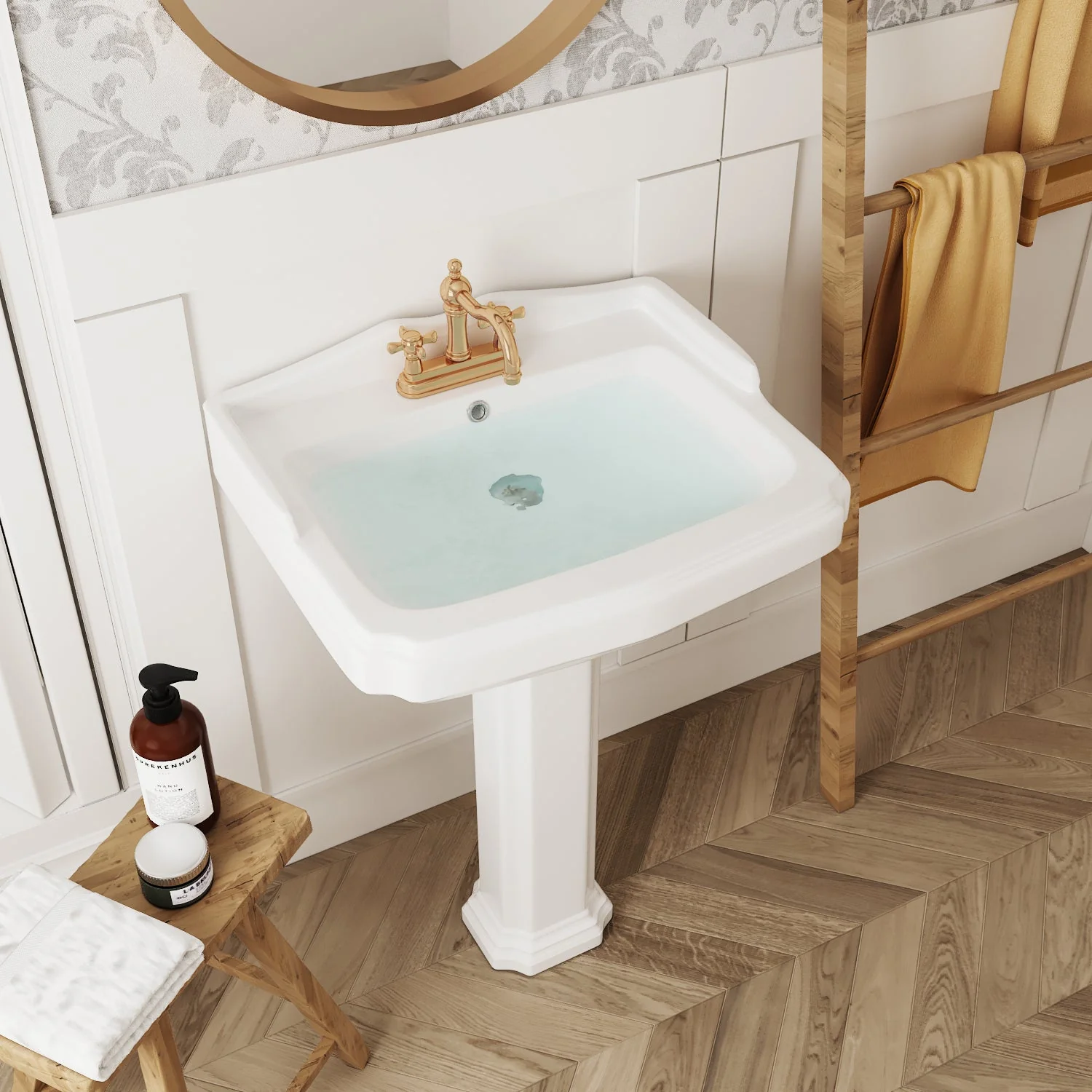 DeerValley DV-1P522 Pedestal Sinks 23-Inch Backsplash Deep Basin Overflow - Image 5