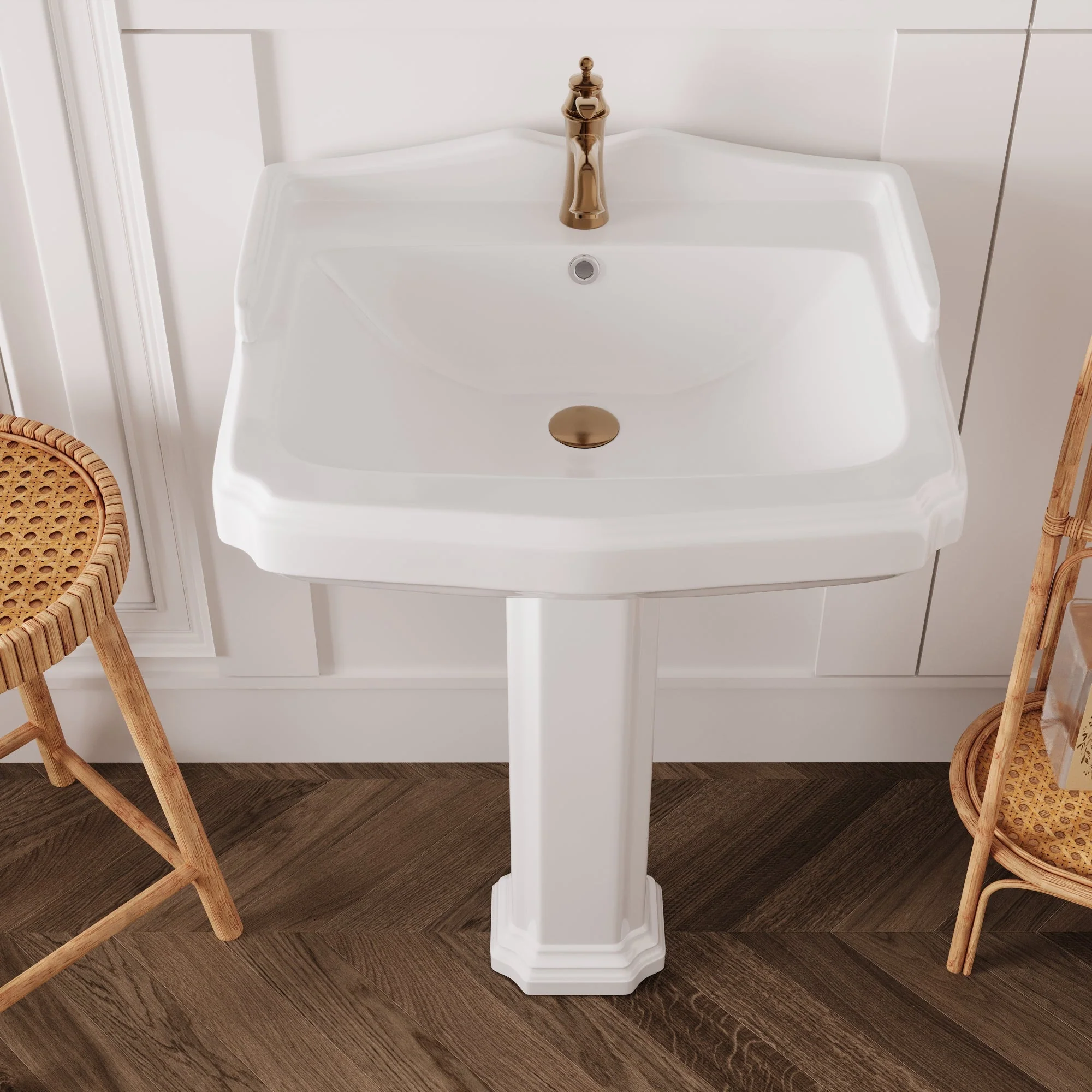 DeerValley DV-1P522 Pedestal Sinks 23-Inch Backsplash Deep Basin Overflow - Image 8
