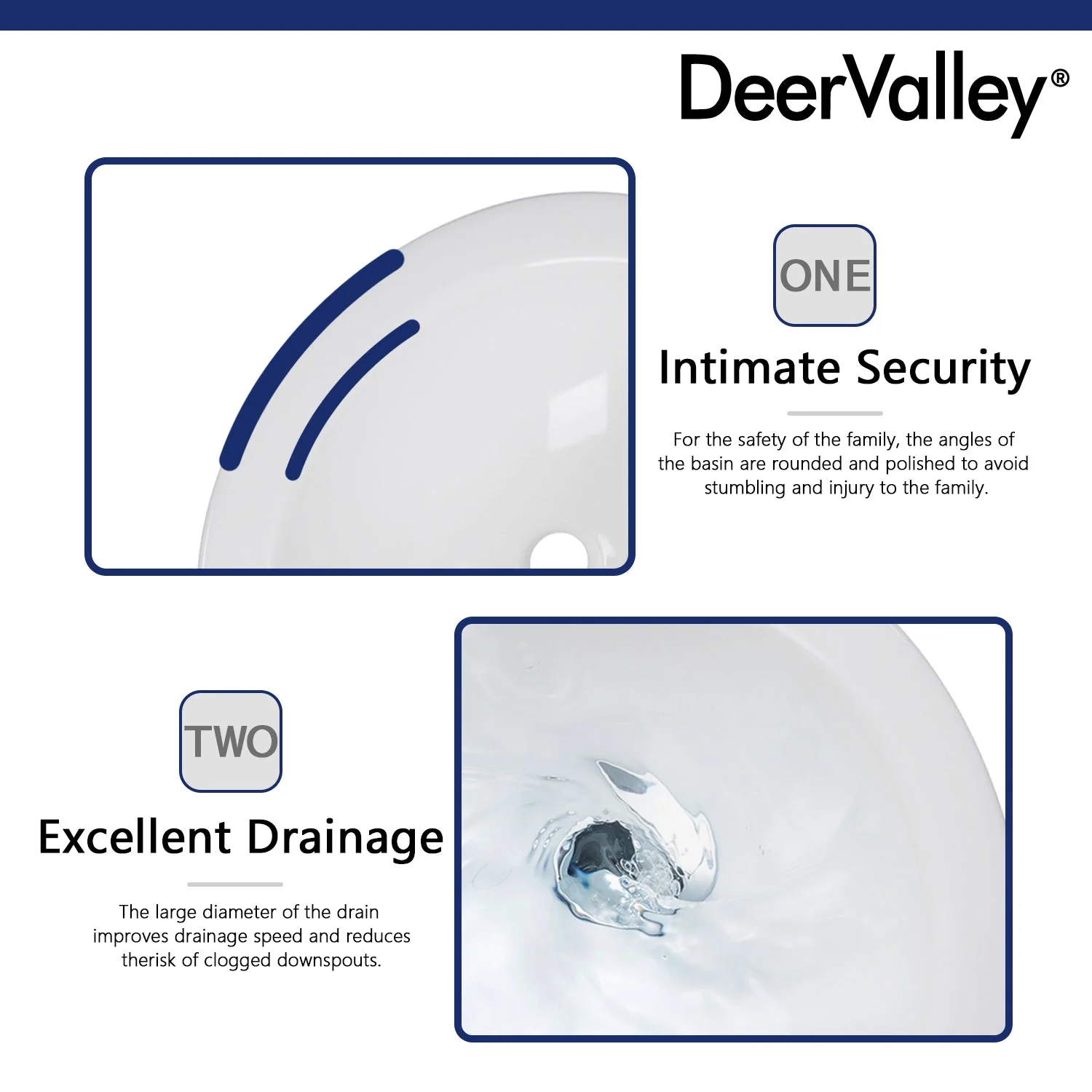 DeerValley DV-1P523 Pedestal Sinks Modern Compact Ceramic Overflow - Image 12