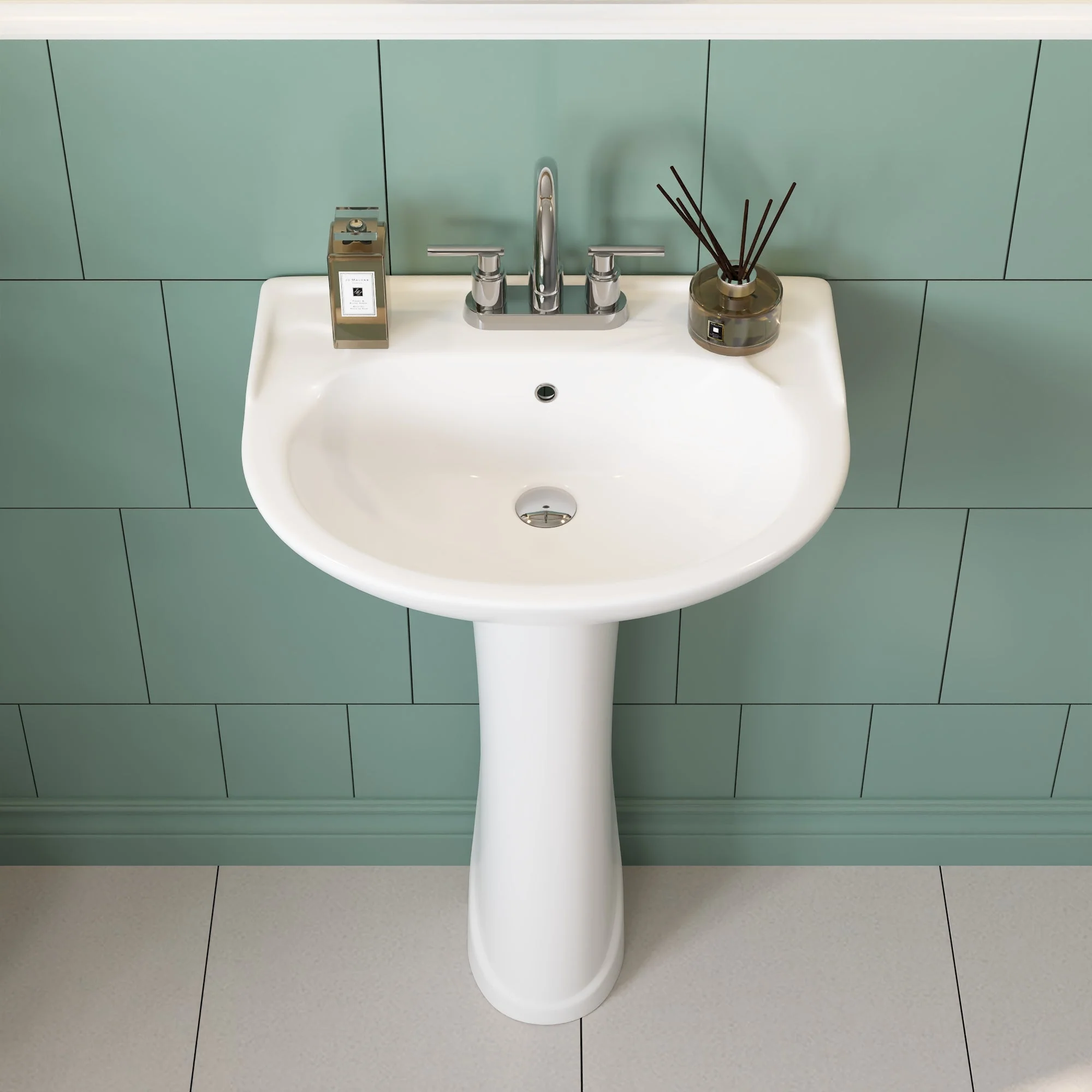 DeerValley DV-1P525 20" X 17" U-Shape Pedestal Bathroom Sink, Overflow Hole With Multiple Types - Image 12
