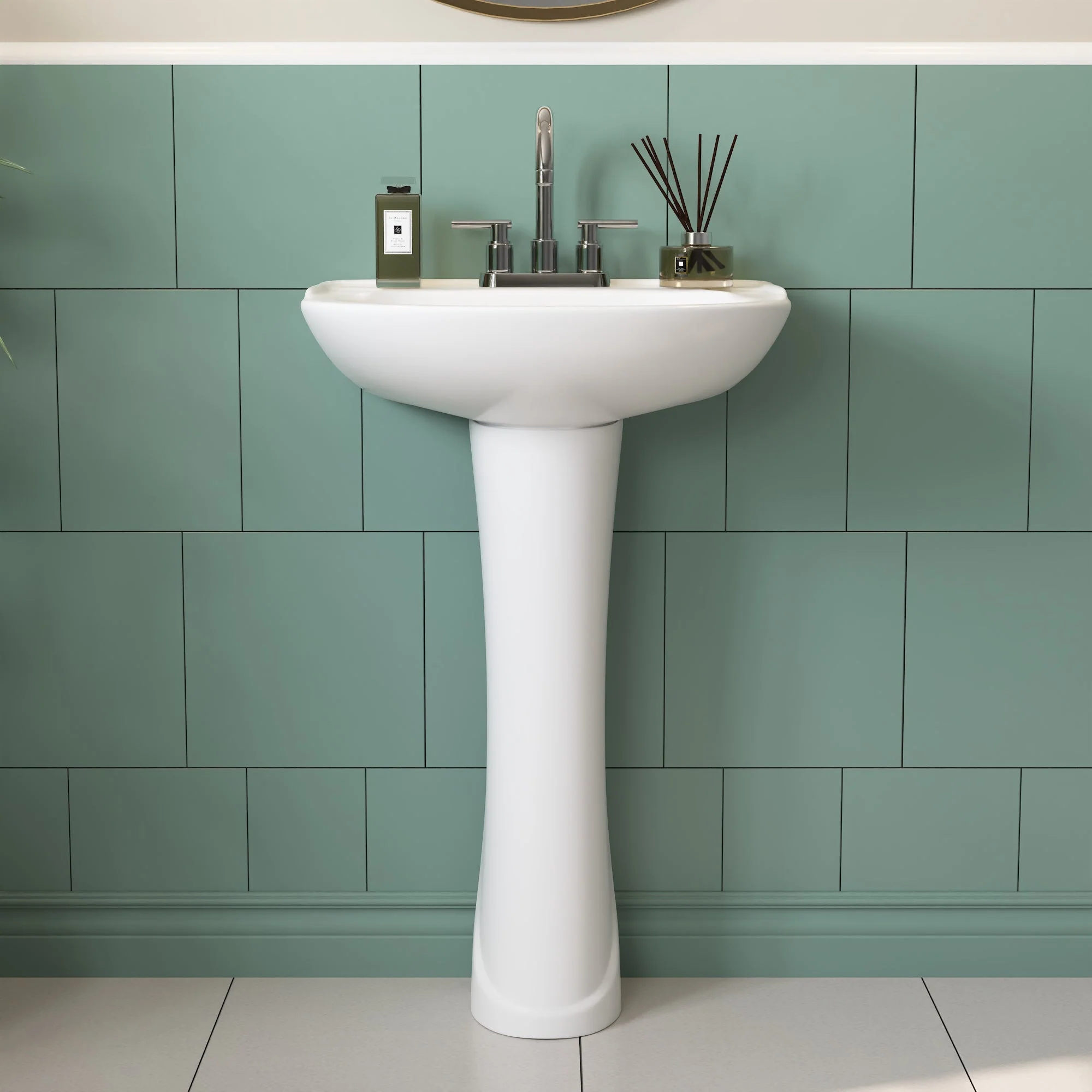 DeerValley DV-1P525 20" X 17" U-Shape Pedestal Bathroom Sink, Overflow Hole With Multiple Types - Image 17