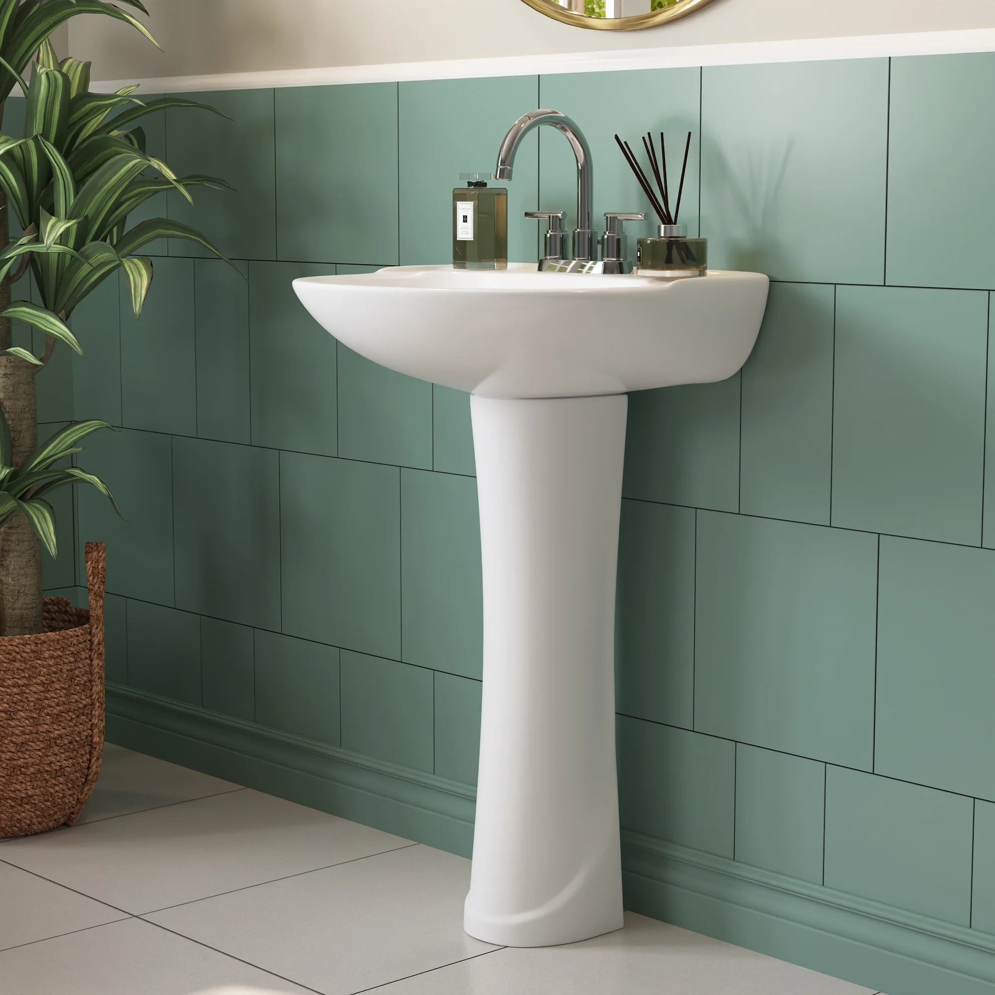 DeerValley DV-1P525 20" X 17" U-Shape Pedestal Bathroom Sink, Overflow Hole With Multiple Types - Image 18