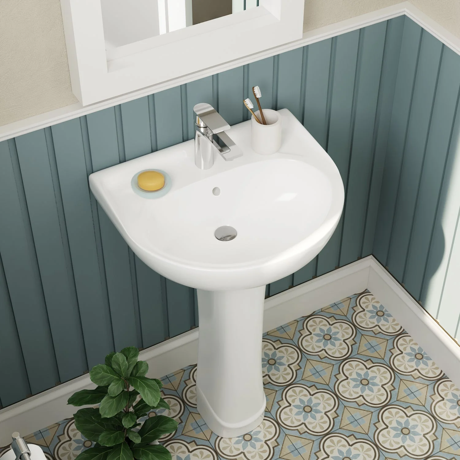 DeerValley DV-1P525 20" X 17" U-Shape Pedestal Bathroom Sink, Overflow Hole With Multiple Types - Image 5