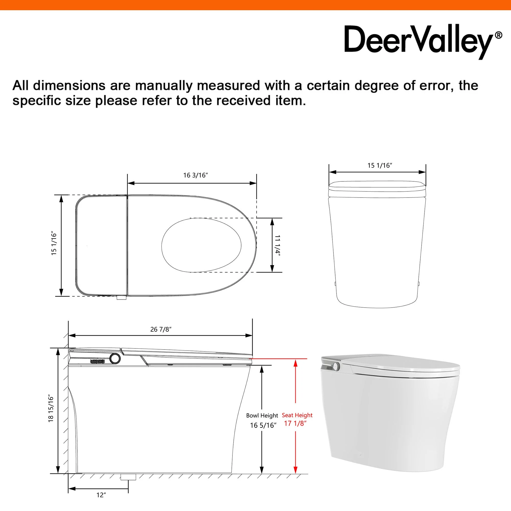 DeerValley DV-1S0371-V3 ADA Smart Toilet with Foam Shield & Powerful 1000 MAP Flush - Image 7