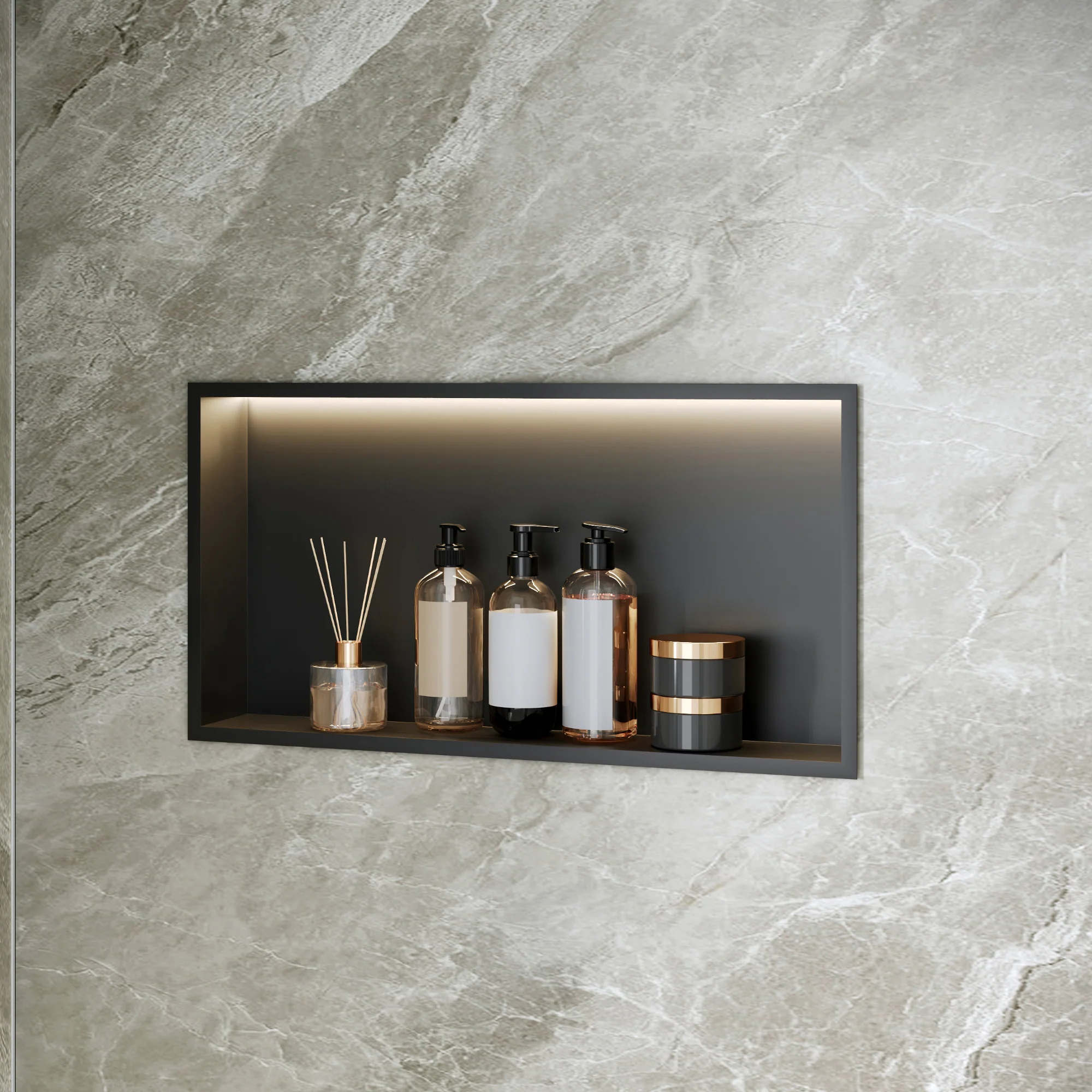 DeerValley DV-1SN0517 Shower Niche – Waterproof & Rustproof with Matte Black Recessed - Image 2