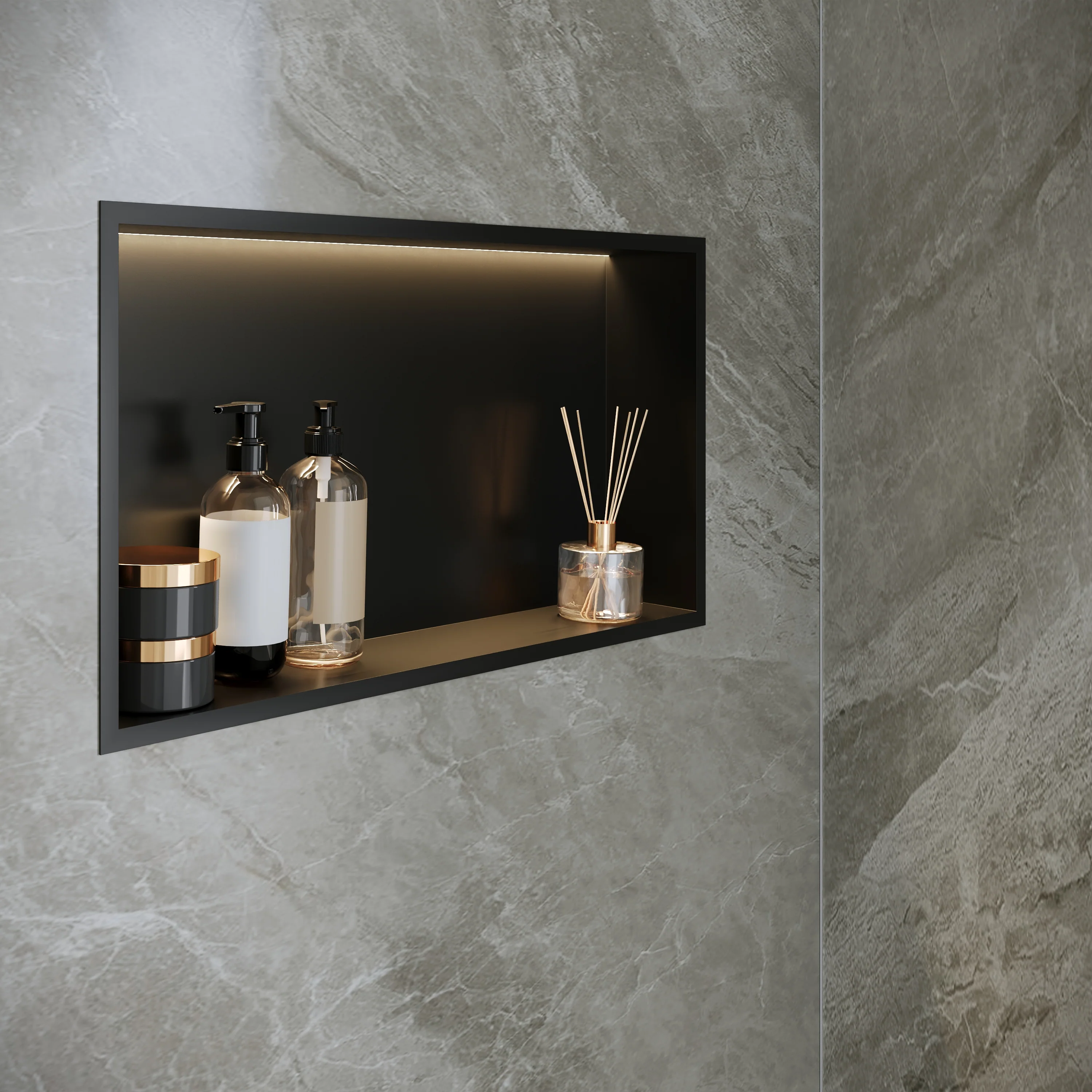 DeerValley DV-1SN0517 Shower Niche – Waterproof & Rustproof with Matte Black Recessed - Image 3