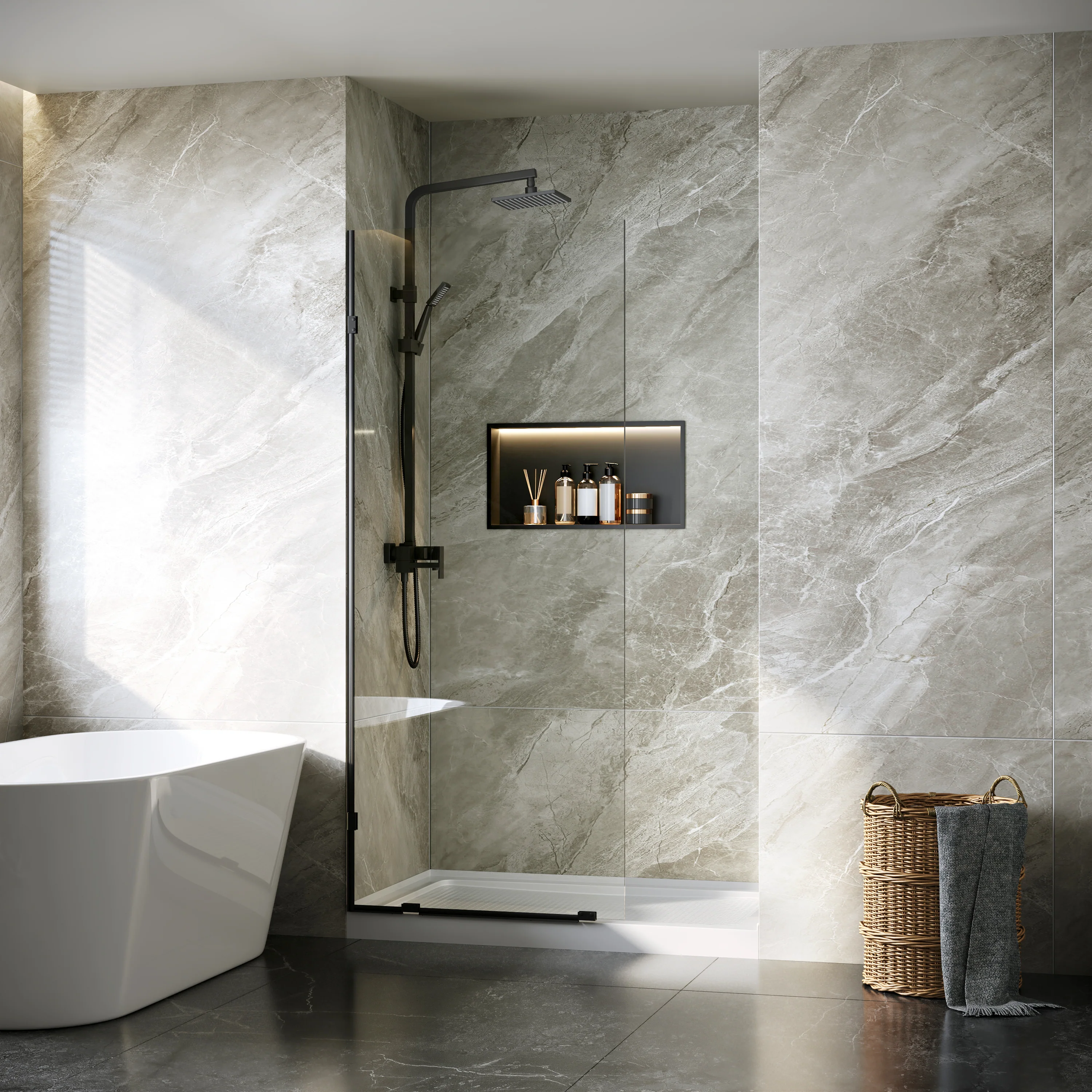 DeerValley DV-1SN0517 Shower Niche – Waterproof & Rustproof with Matte Black Recessed - Image 4