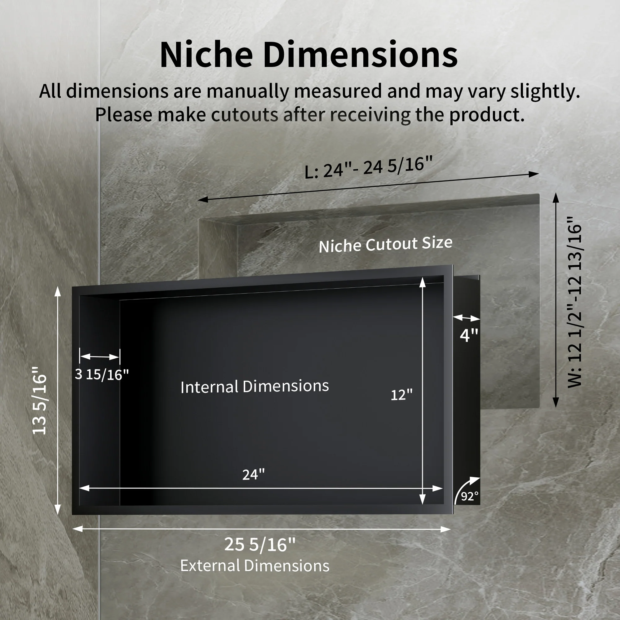 DeerValley DV-1SN0517 Shower Niche – Waterproof & Rustproof with Matte Black Recessed - Image 8