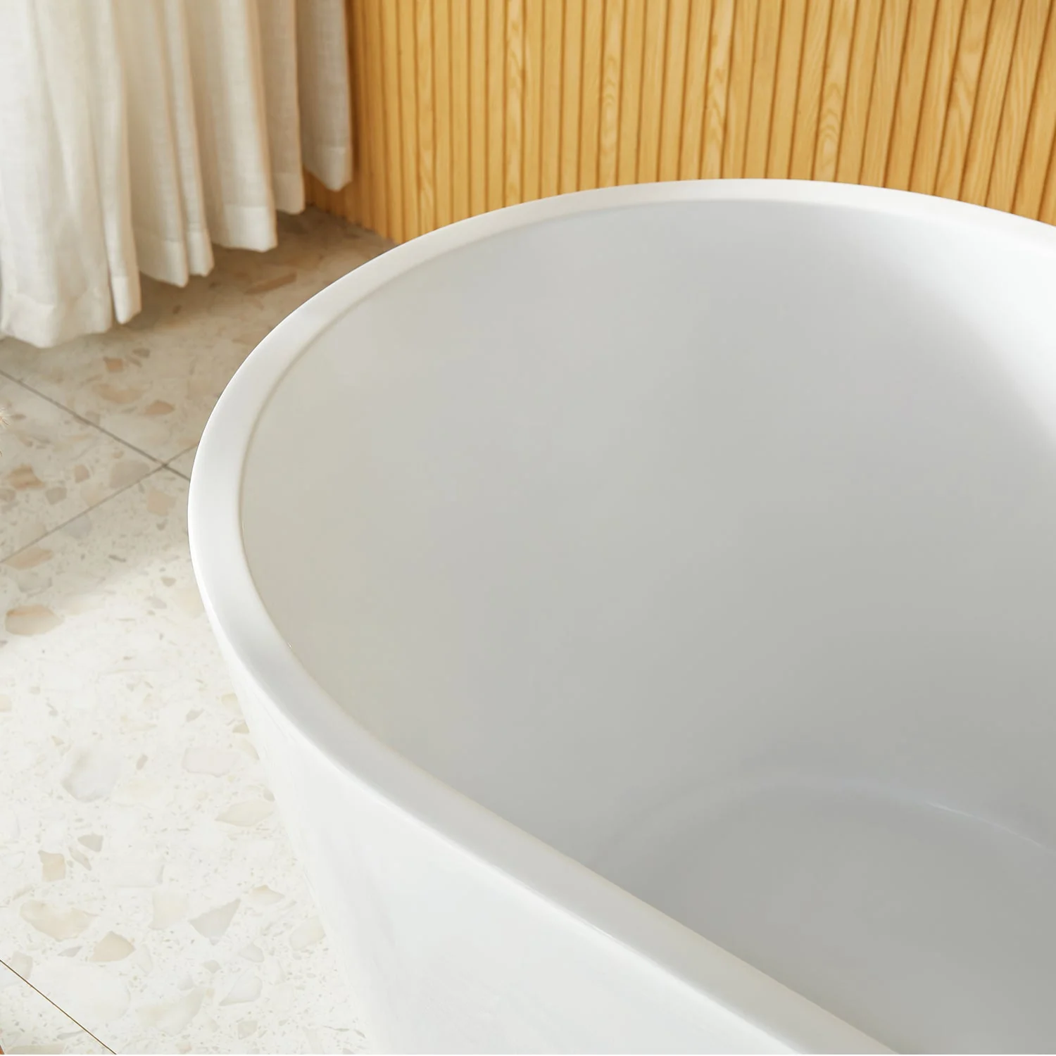 DeerValley DV-1T131S 59"Acrylic Freestanding Bathtub, Deep Soaking Tub with Center Drain & Integrated Overflow, Modern White Standalone Shower Tub Ergonomic Design - Image 5