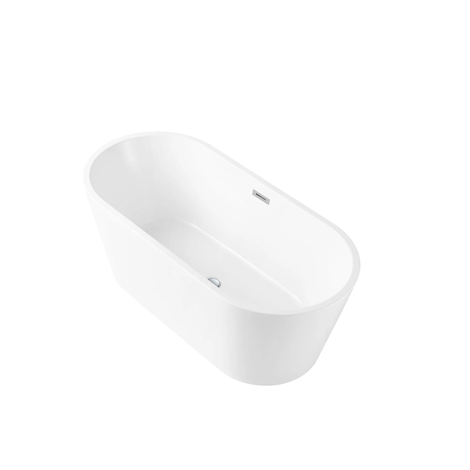 DeerValley DV-1T131S 59"Acrylic Freestanding Bathtub, Deep Soaking Tub with Center Drain & Integrated Overflow, Modern White Standalone Shower Tub Ergonomic Design - Image 8