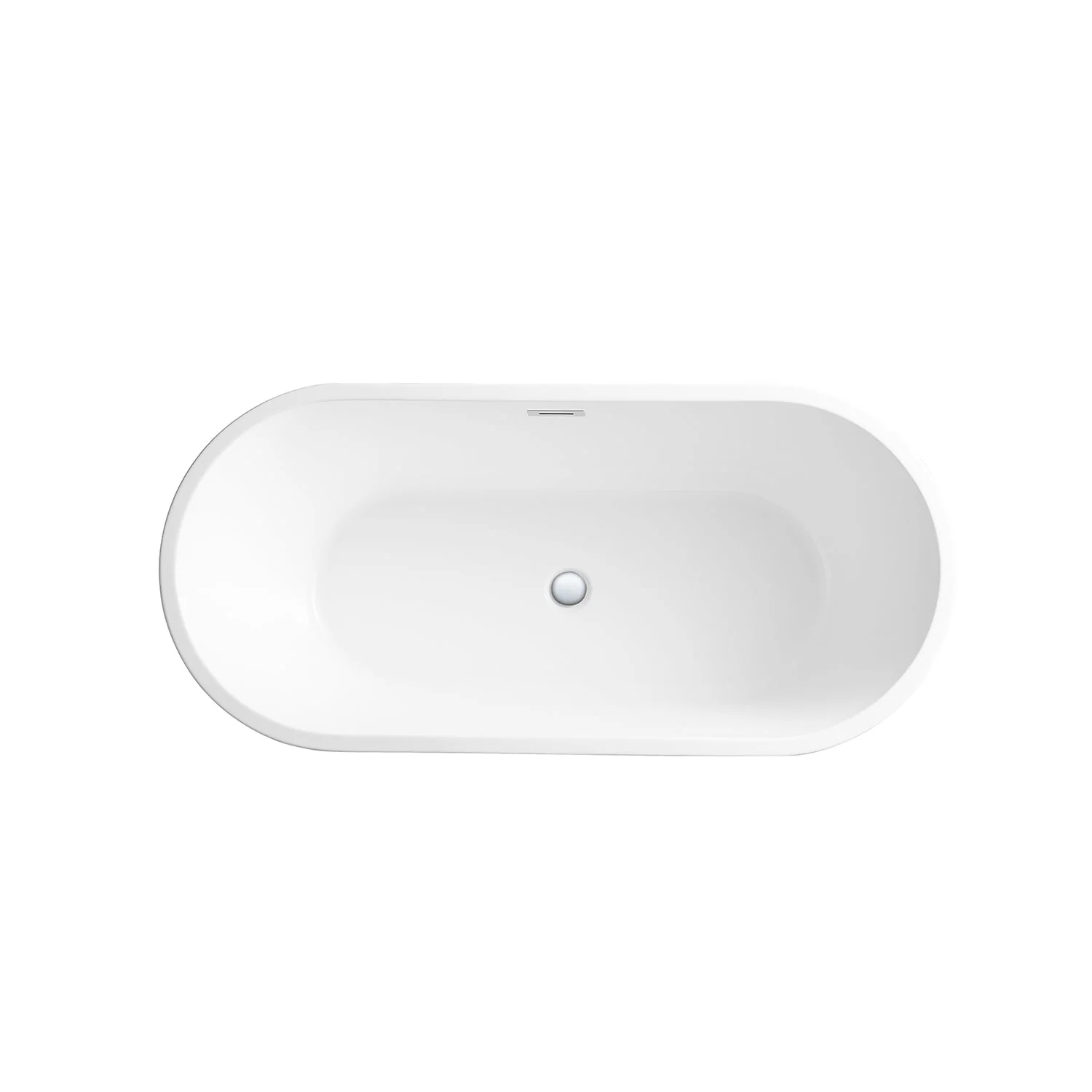 DeerValley DV-1T131S 59"Acrylic Freestanding Bathtub, Deep Soaking Tub with Center Drain & Integrated Overflow, Modern White Standalone Shower Tub Ergonomic Design - Image 9