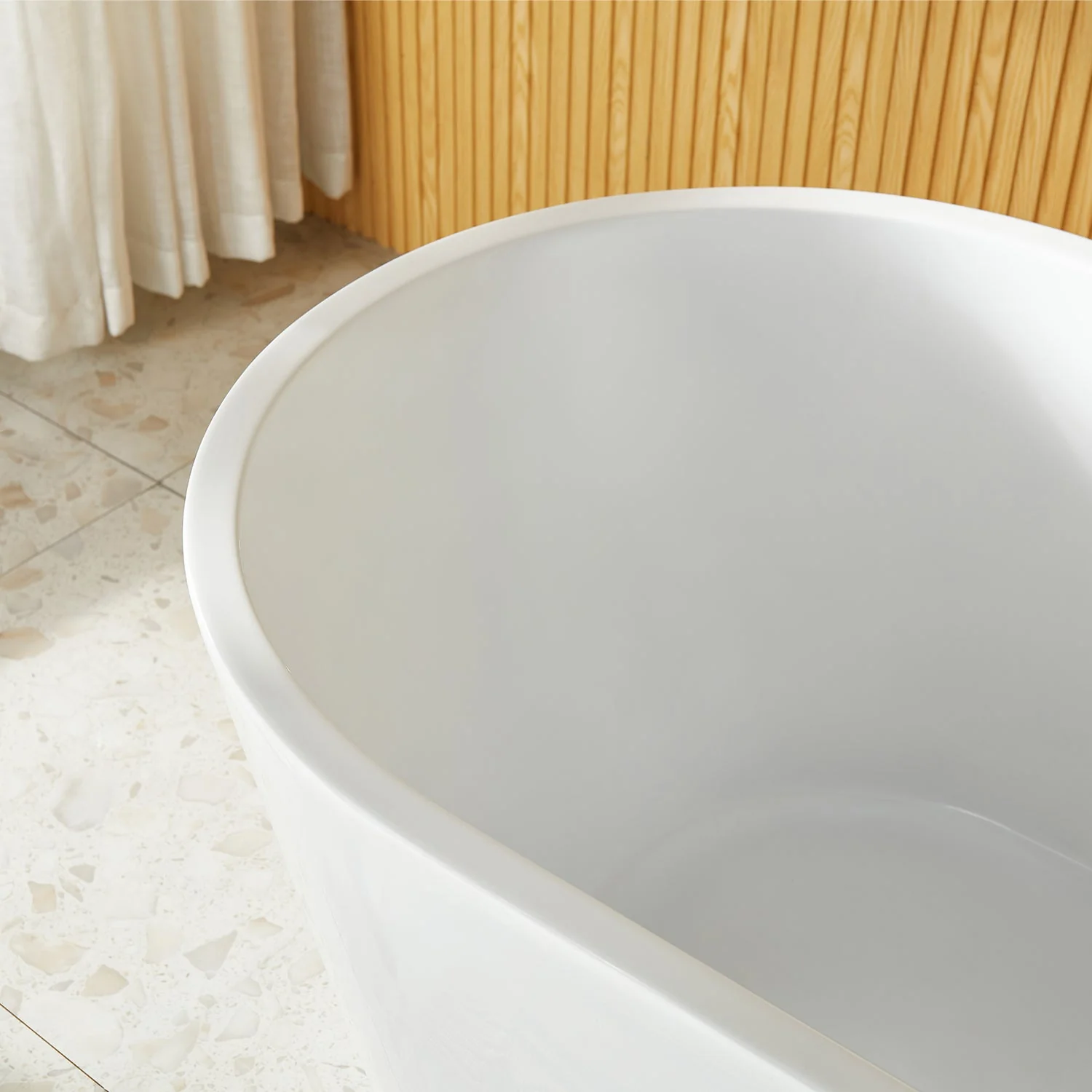 DeerValley DV-1T133S 67"Acrylic Freestanding Bathtub, Deep Soaking Tub with Center Drain & Integrated Overflow, Modern White Standalone Shower Tub Ergonomic Design - Image 6