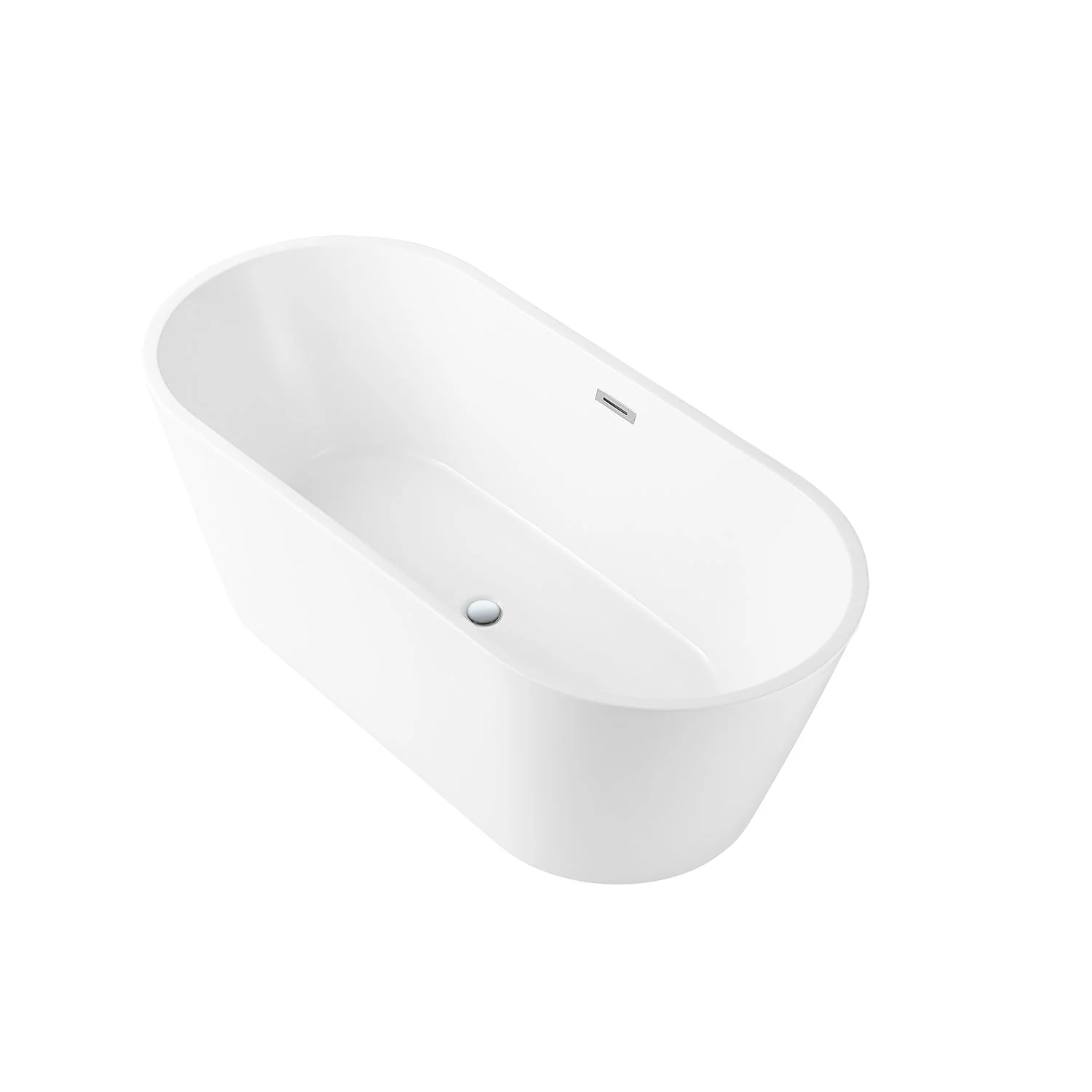 DeerValley DV-1T133S 67"Acrylic Freestanding Bathtub, Deep Soaking Tub with Center Drain & Integrated Overflow, Modern White Standalone Shower Tub Ergonomic Design - Image 9