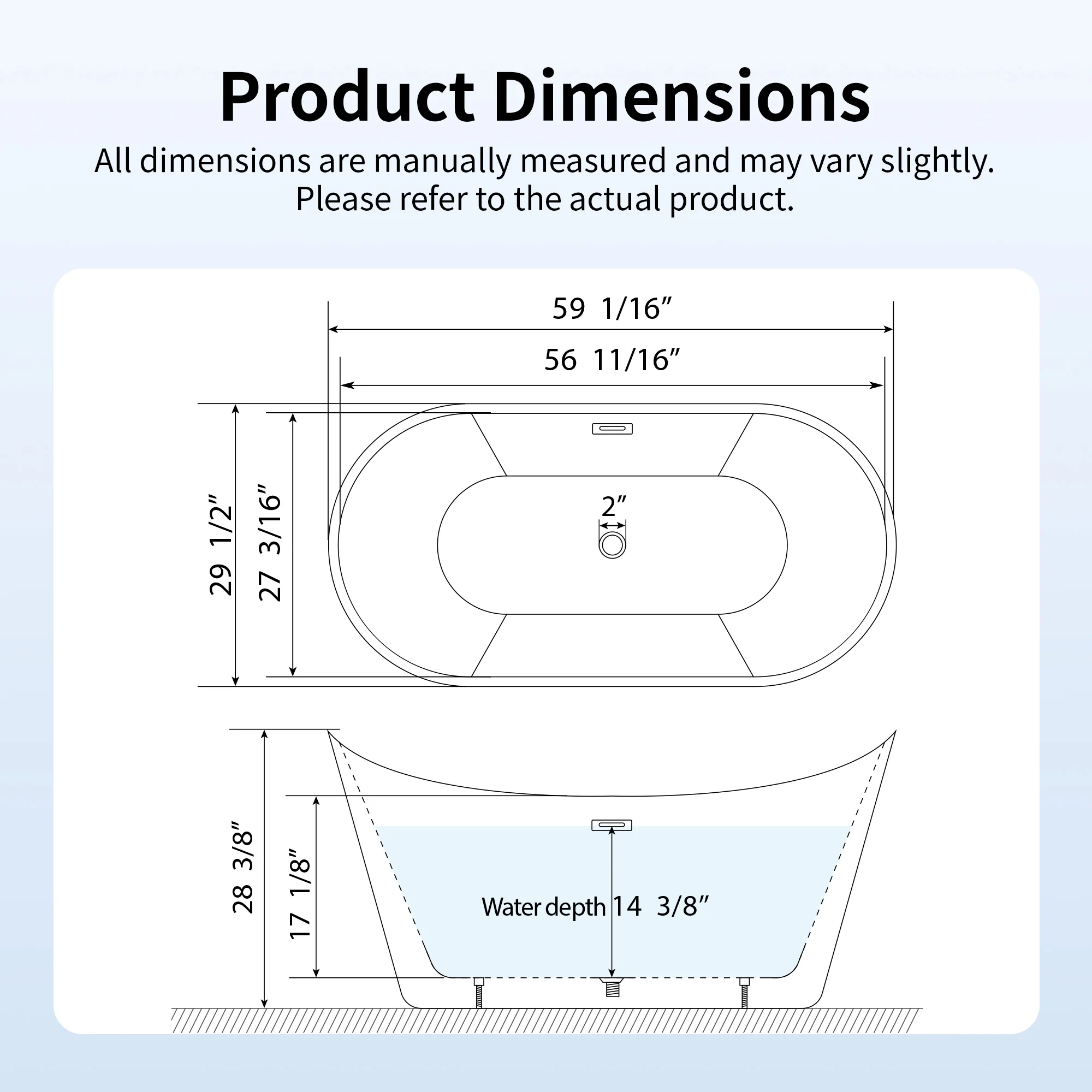 DeerValley DV-1T151S HORIZON 59" X 30" Freestanding Acrylic Bathtub - Image 18