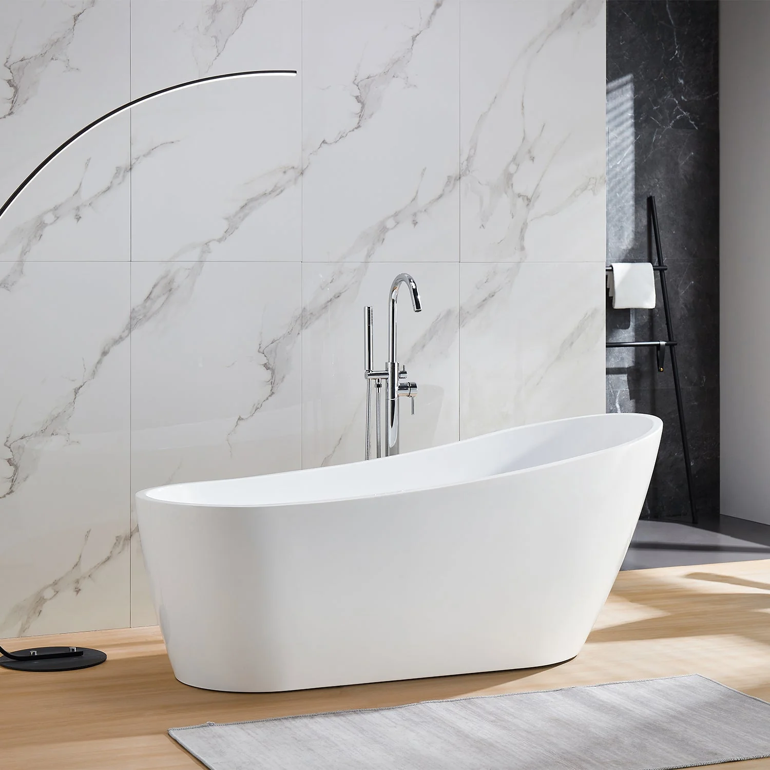 PRISM 67" x 29" Freestanding Acrylic Bathtub - Image 3