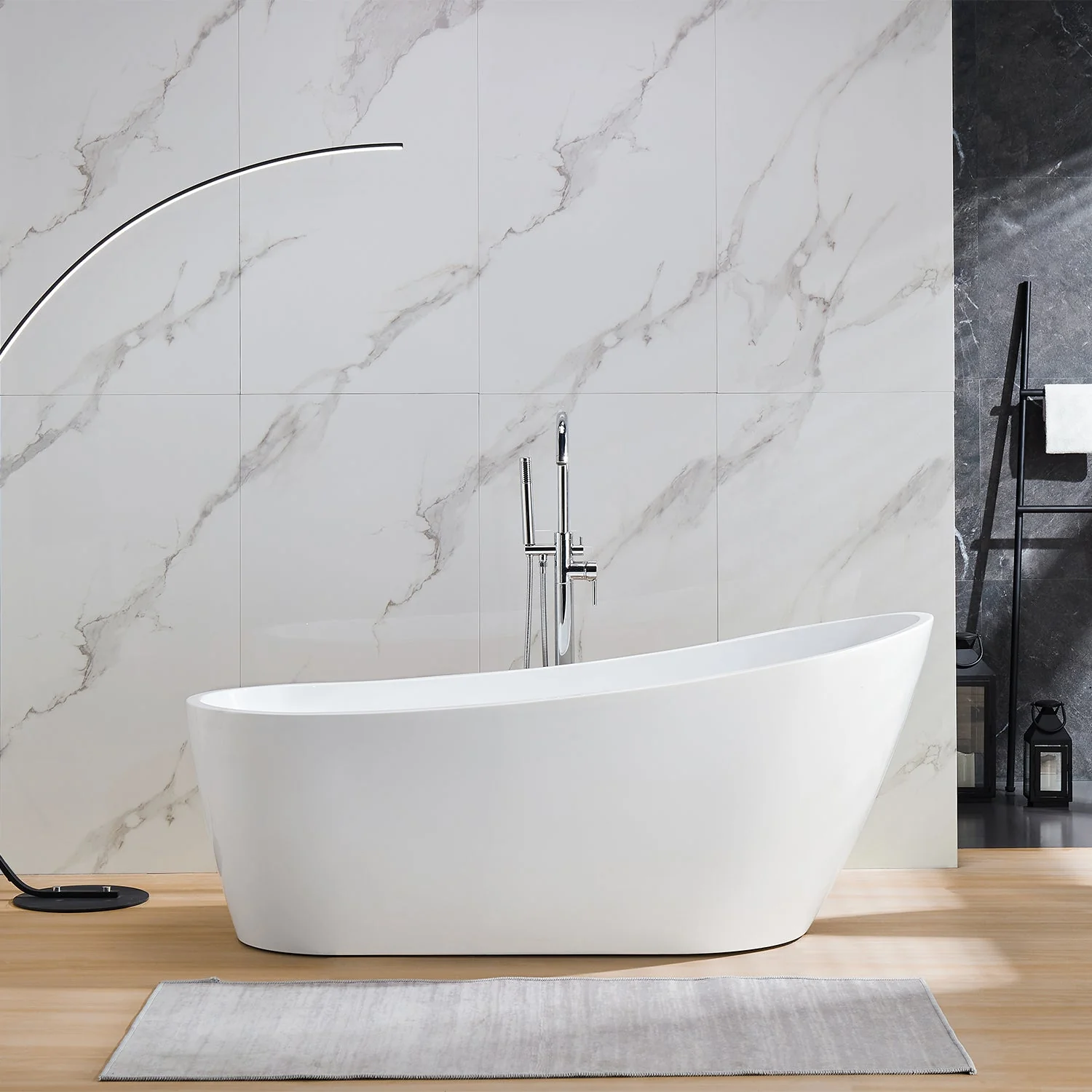 PRISM 67" x 29" Freestanding Acrylic Bathtub - Image 5