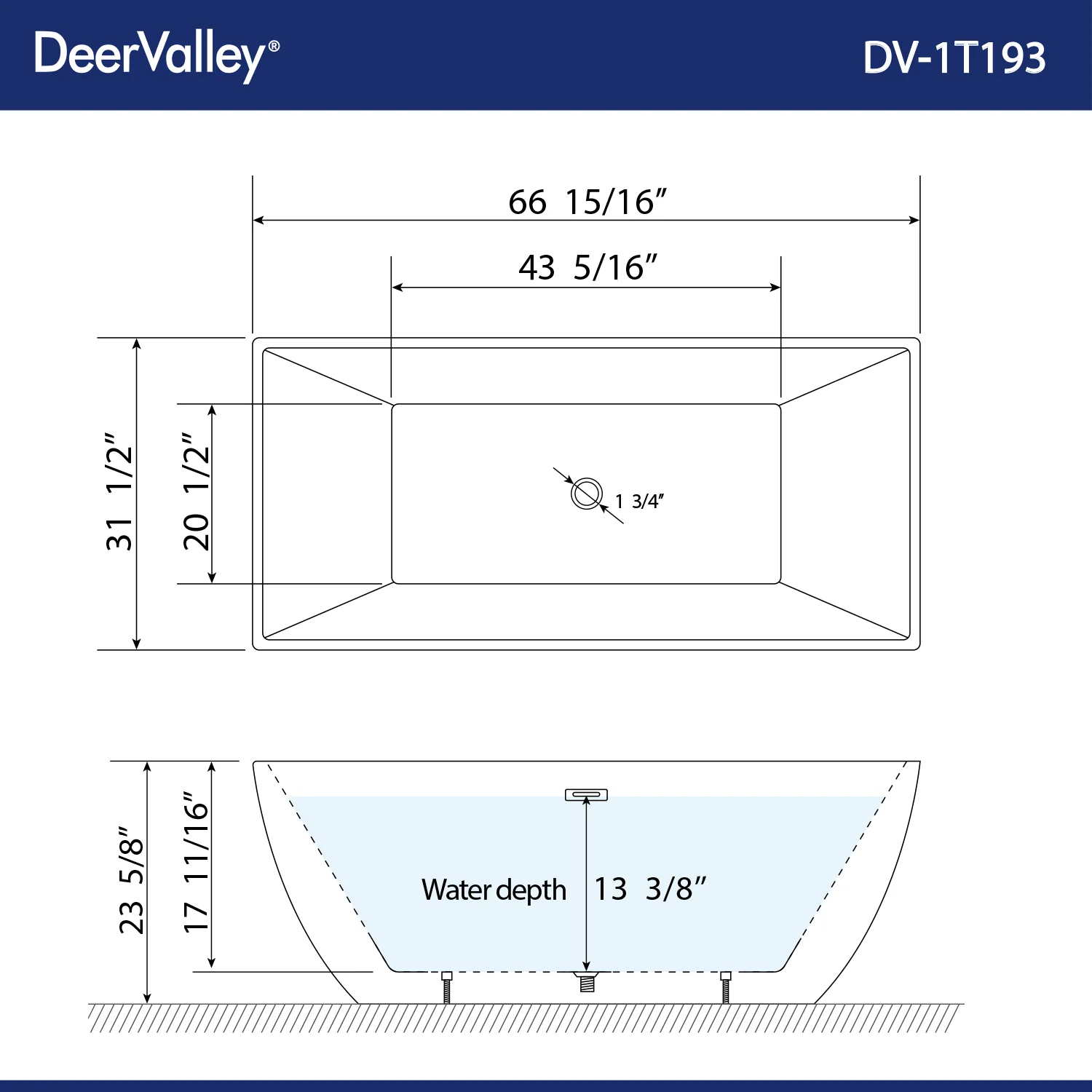 APEX 67" x 31" Freestanding Acrylic Bathtub - Image 11