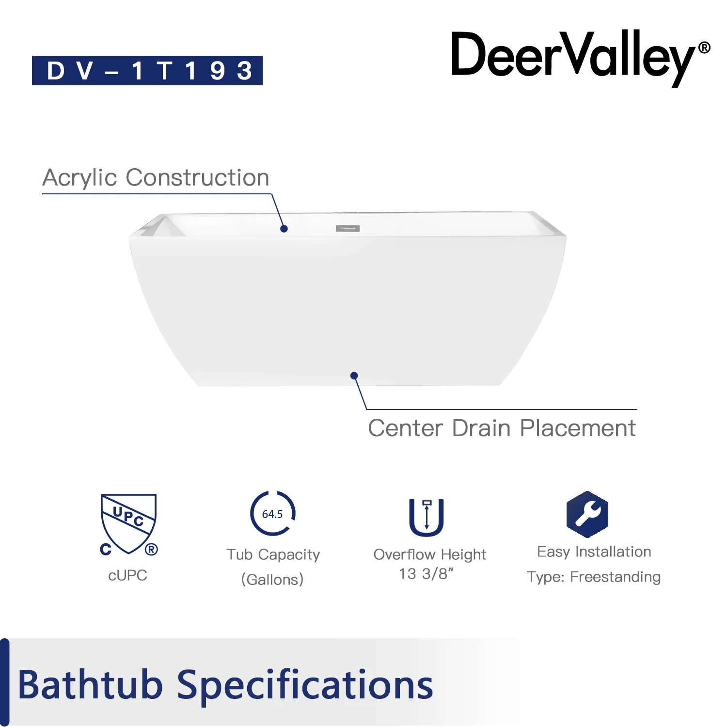 APEX 67" x 31" Freestanding Acrylic Bathtub - Image 15
