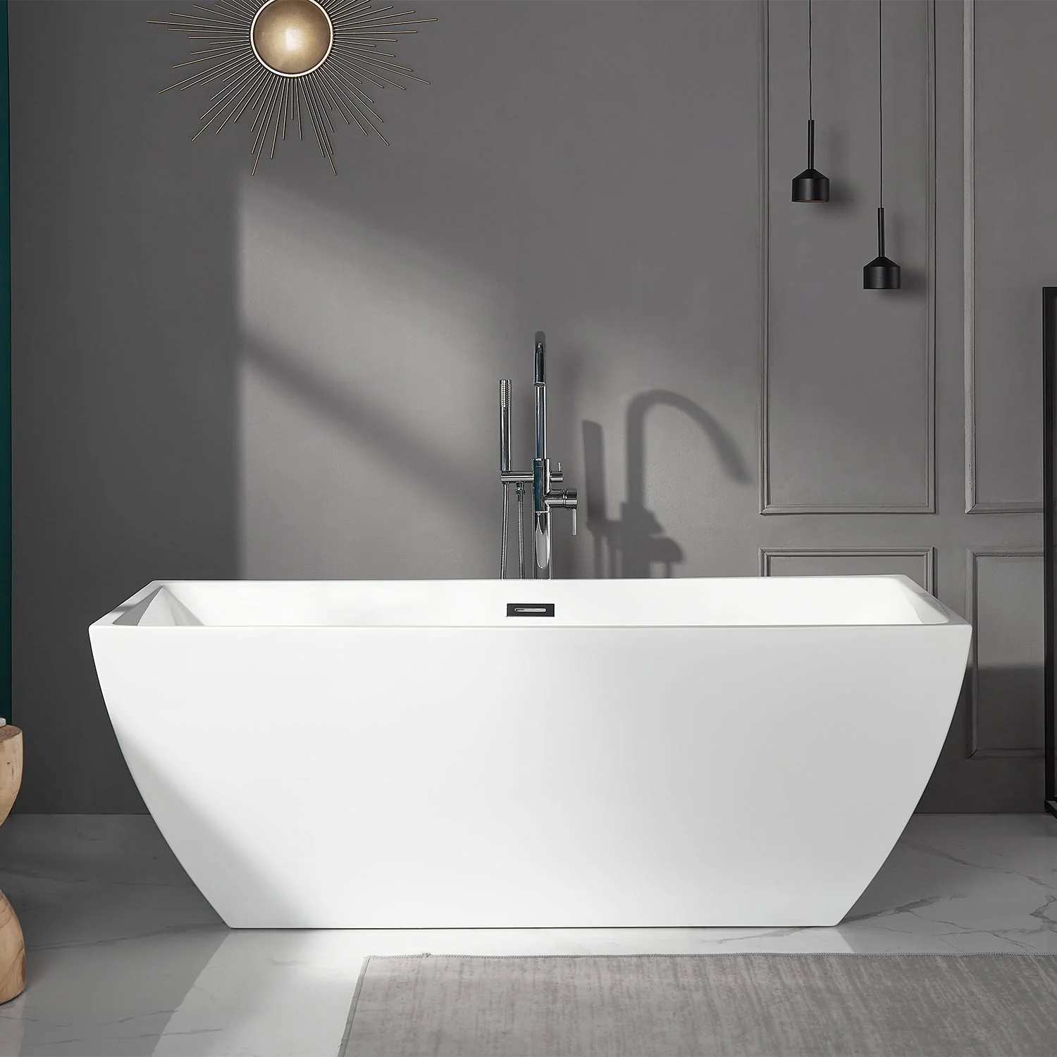 APEX 67" x 31" Freestanding Acrylic Bathtub - Image 5
