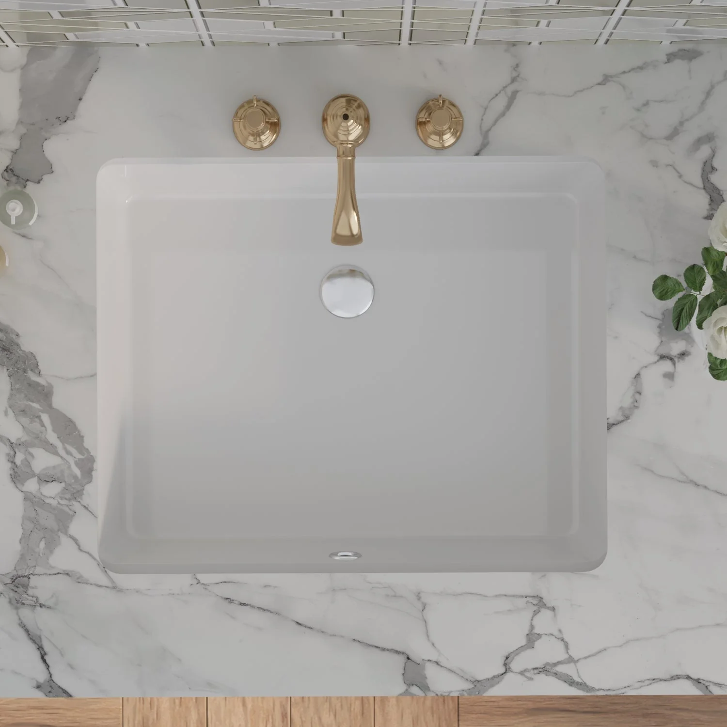DeerValley DV-1U201 Undermount Bathroom Sinks Modern Ceramic Overflow - Image 4