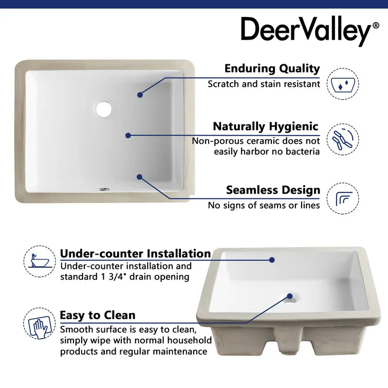 DeerValley DV-1U202 Undermount Bathroom Sinks Durable Non-Porous - Image 10