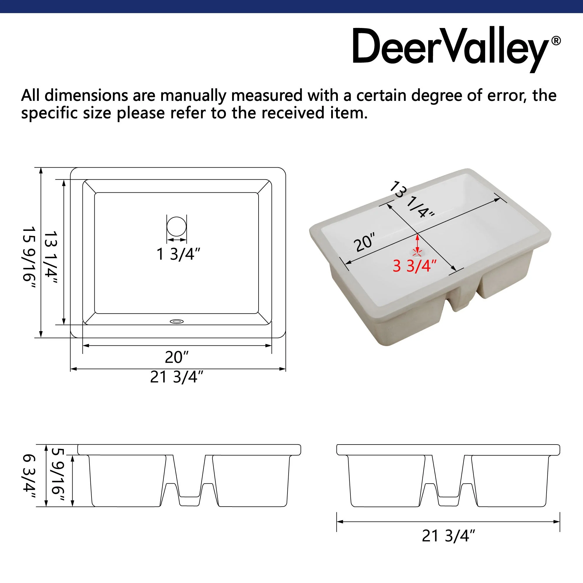 DeerValley DV-1U202 Undermount Bathroom Sinks Durable Non-Porous - Image 8