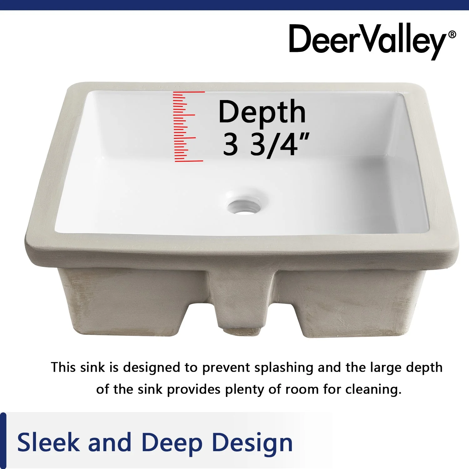 DeerValley DV-1U202 Undermount Bathroom Sinks Durable Non-Porous - Image 9