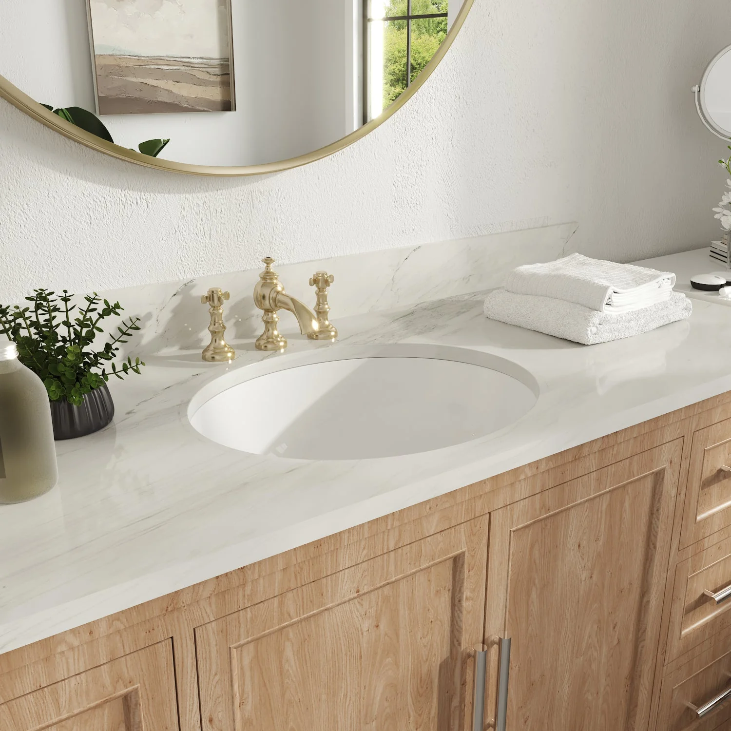 LIBERTY 17" X 14" Oval Undermount Bathroom Sink, Overflow Hole - Image 3