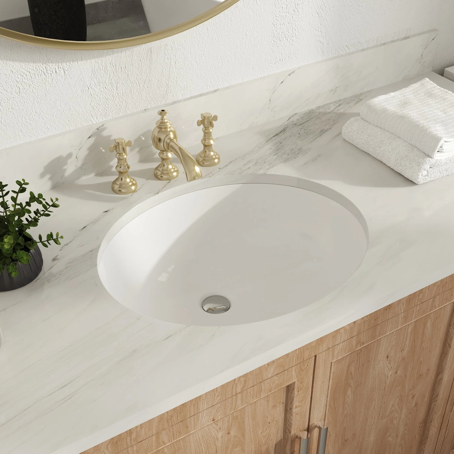 LIBERTY 17" X 14" Oval Undermount Bathroom Sink, Overflow Hole - Image 4