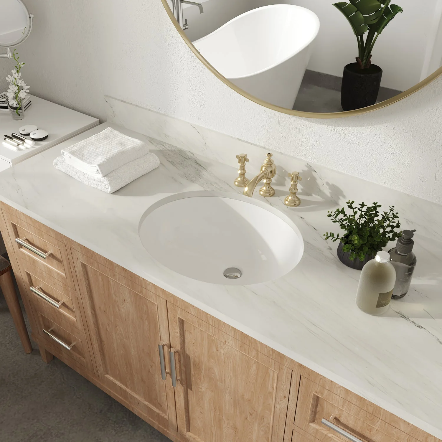 LIBERTY 17" X 14" Oval Undermount Bathroom Sink, Overflow Hole - Image 5