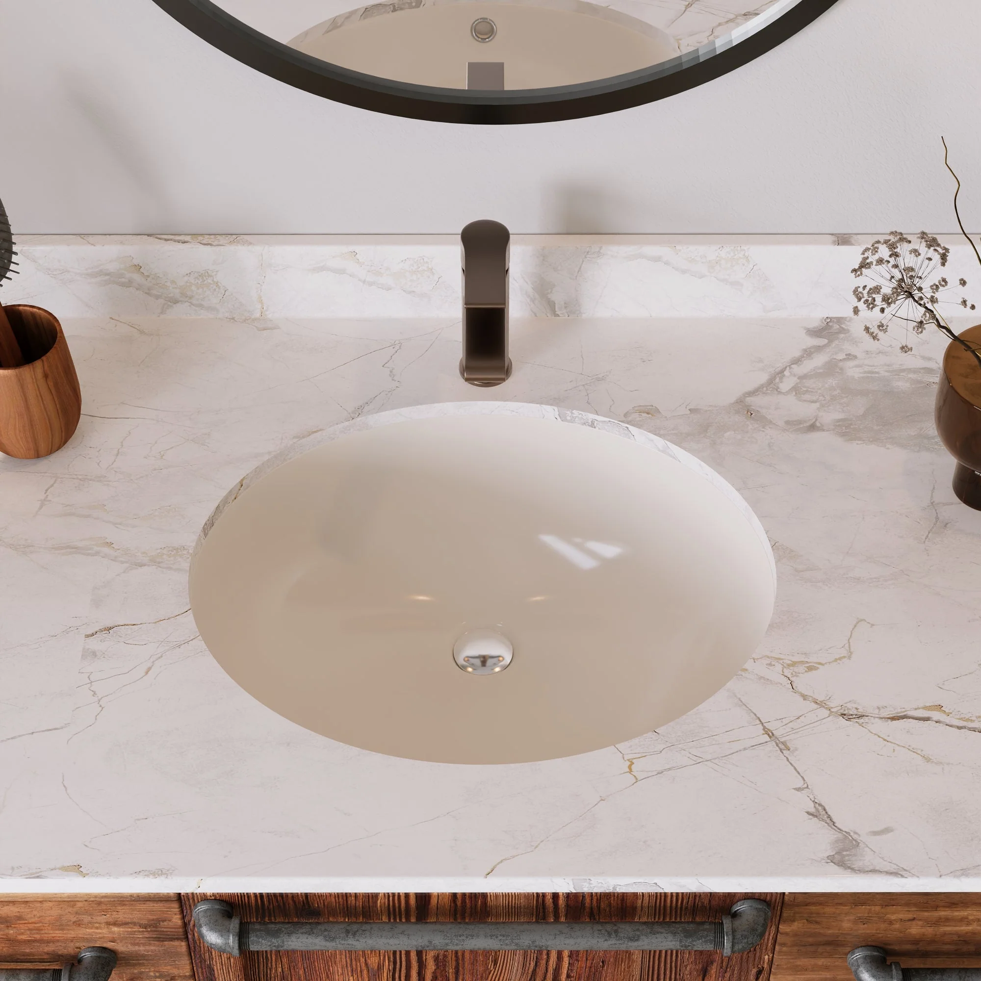 SYMMETRY 18" X 15" Oval Undermount Bathroom Sink, Overflow Hole With Multiple Colors - Image 17