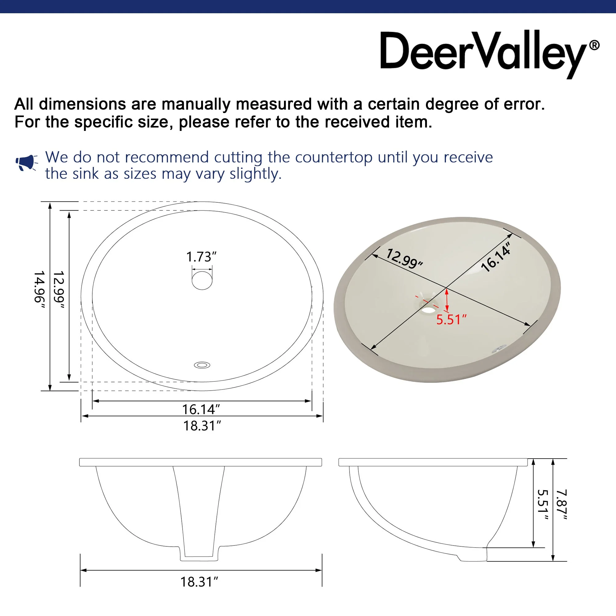 SYMMETRY 18" X 15" Oval Undermount Bathroom Sink, Overflow Hole With Multiple Colors - Image 25