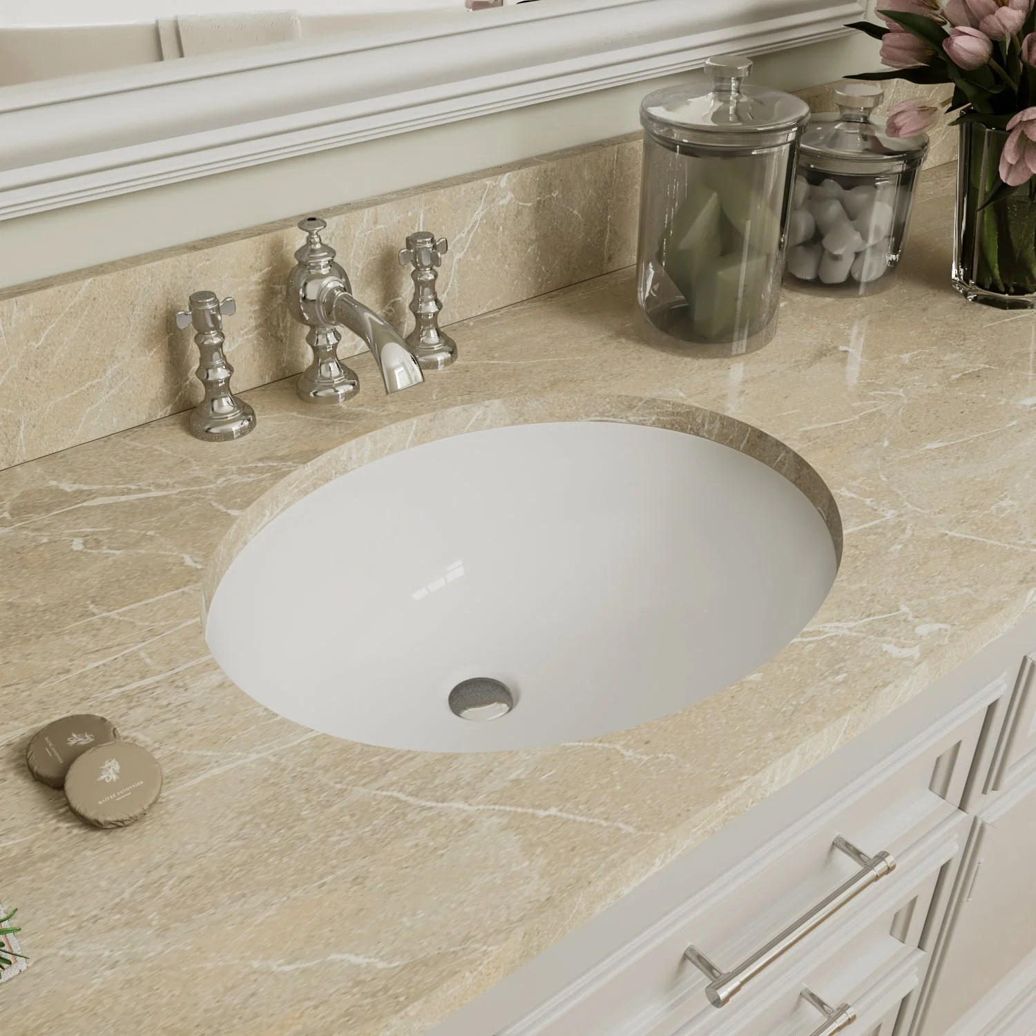 SYMMETRY 18" X 15" Oval Undermount Bathroom Sink, Overflow Hole With Multiple Colors - Image 3