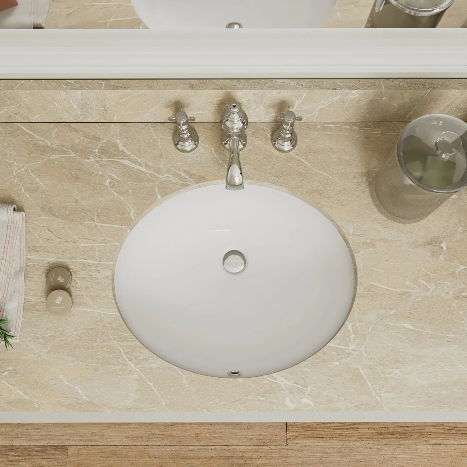 SYMMETRY 18" X 15" Oval Undermount Bathroom Sink, Overflow Hole With Multiple Colors - Image 4