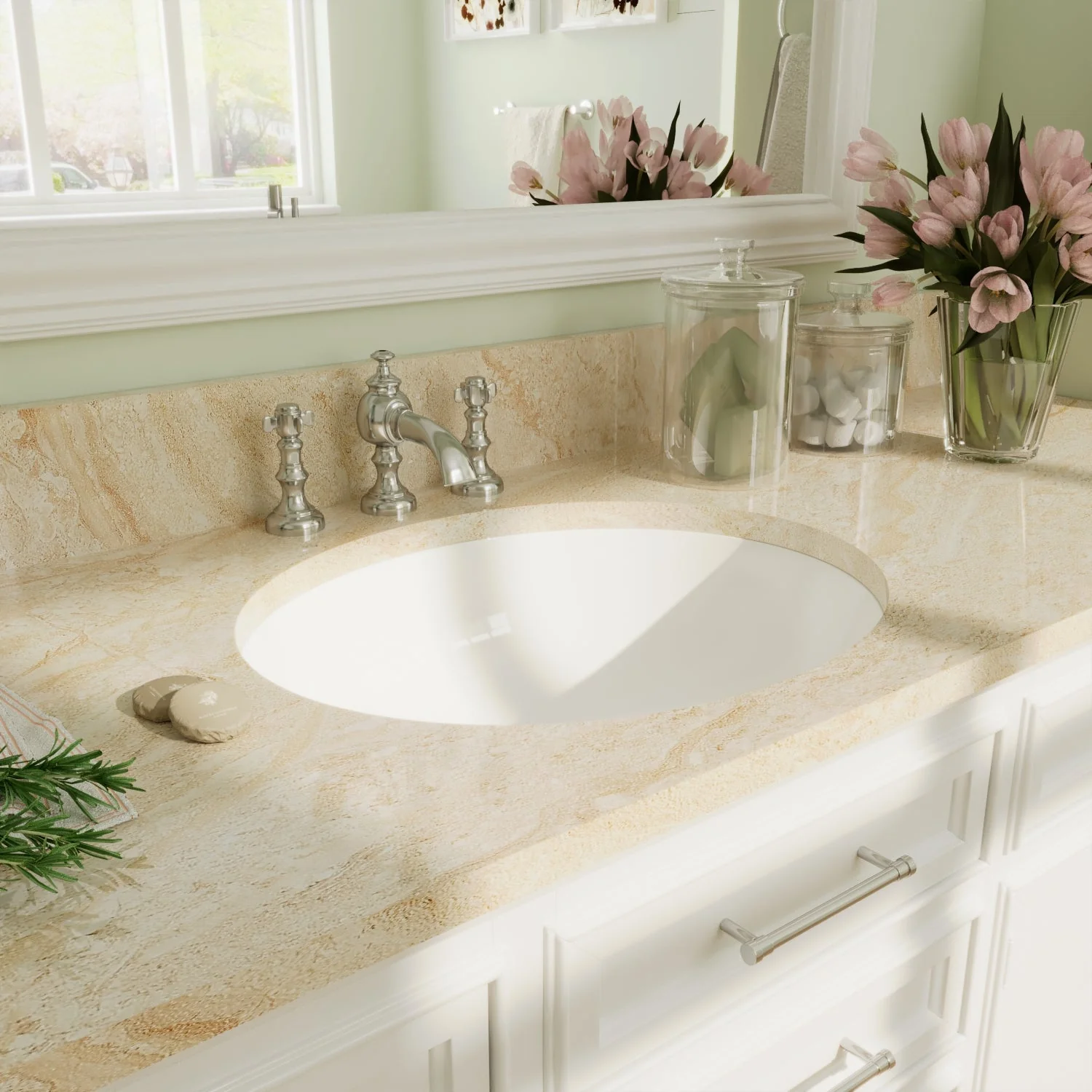 SYMMETRY 19 1/2" X 15 3/4" Oval Undermount Bathroom Sink, Overflow Hole - Image 4