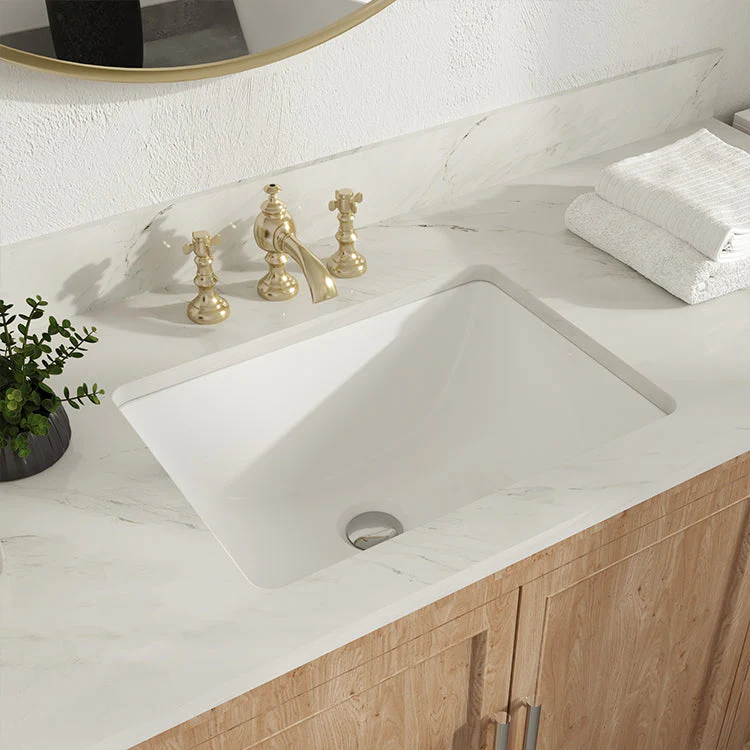 DeerValley DV-1U306 Undermount Bathroom Sinks, Modern Smooth Ceramic Easy-Clean, Excellent Drain & 1.75" Hole - Image 5