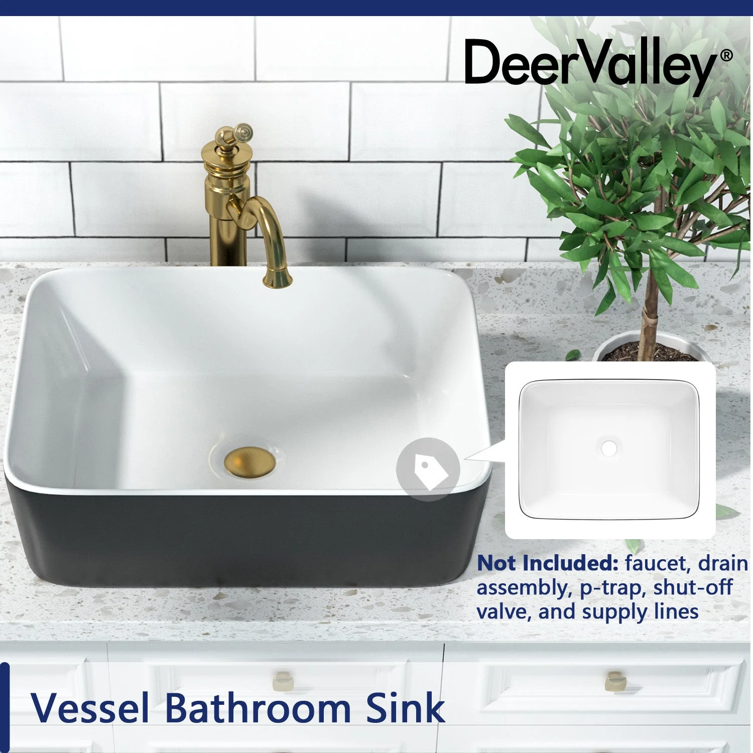 DeerValley DV-1V0001 Vessel Sinks Elegant Durable Ceramic Easy Install Scratch-Resistant - Image 13