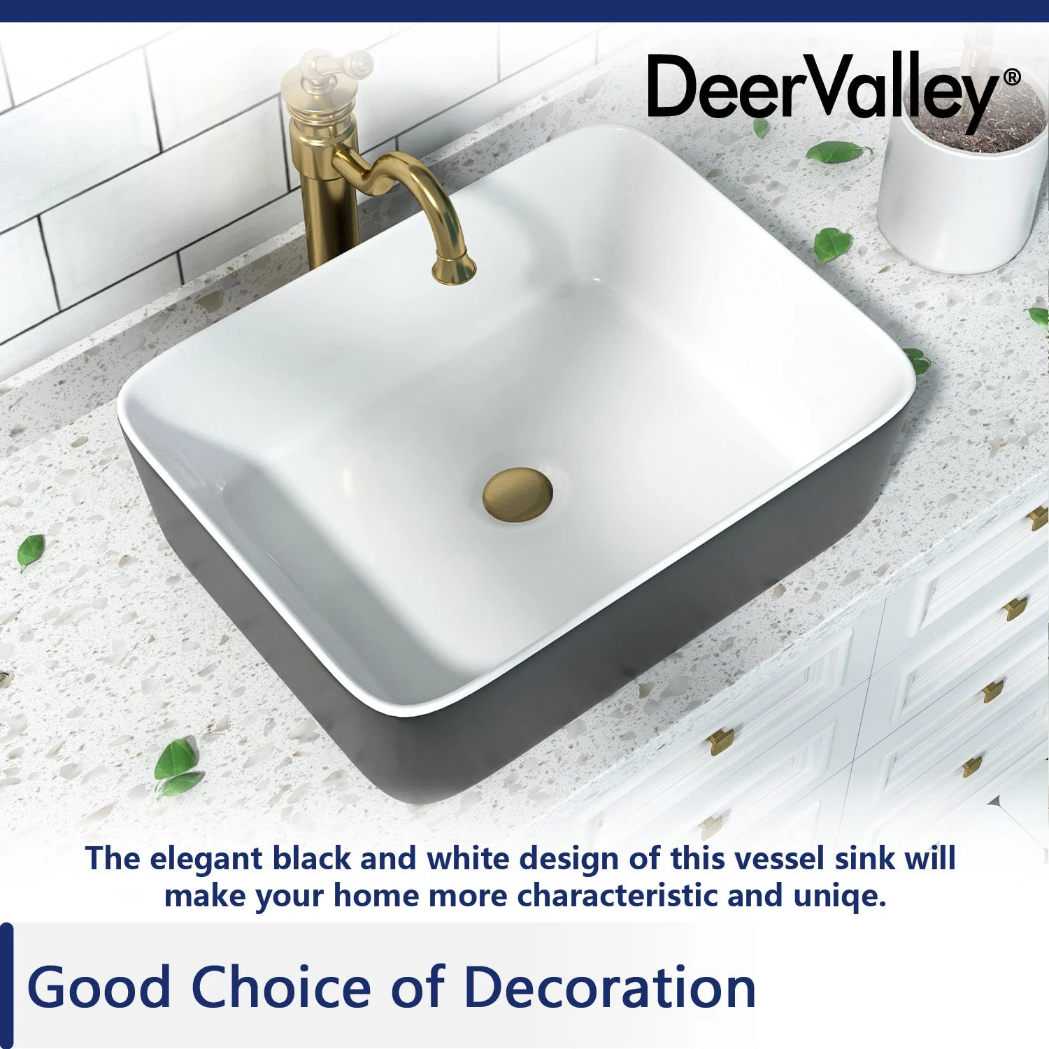 DeerValley DV-1V0001 Vessel Sinks Elegant Durable Ceramic Easy Install Scratch-Resistant - Image 15
