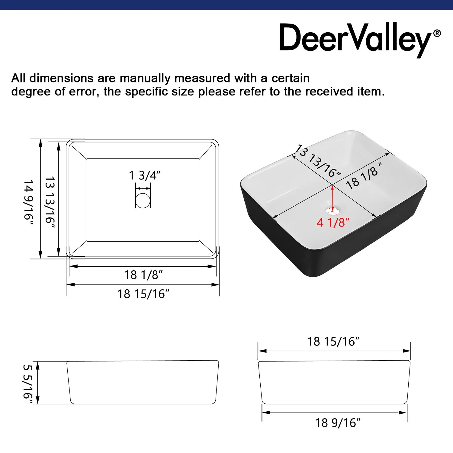 DeerValley DV-1V0001 Vessel Sinks Elegant Durable Ceramic Easy Install Scratch-Resistant - Image 9