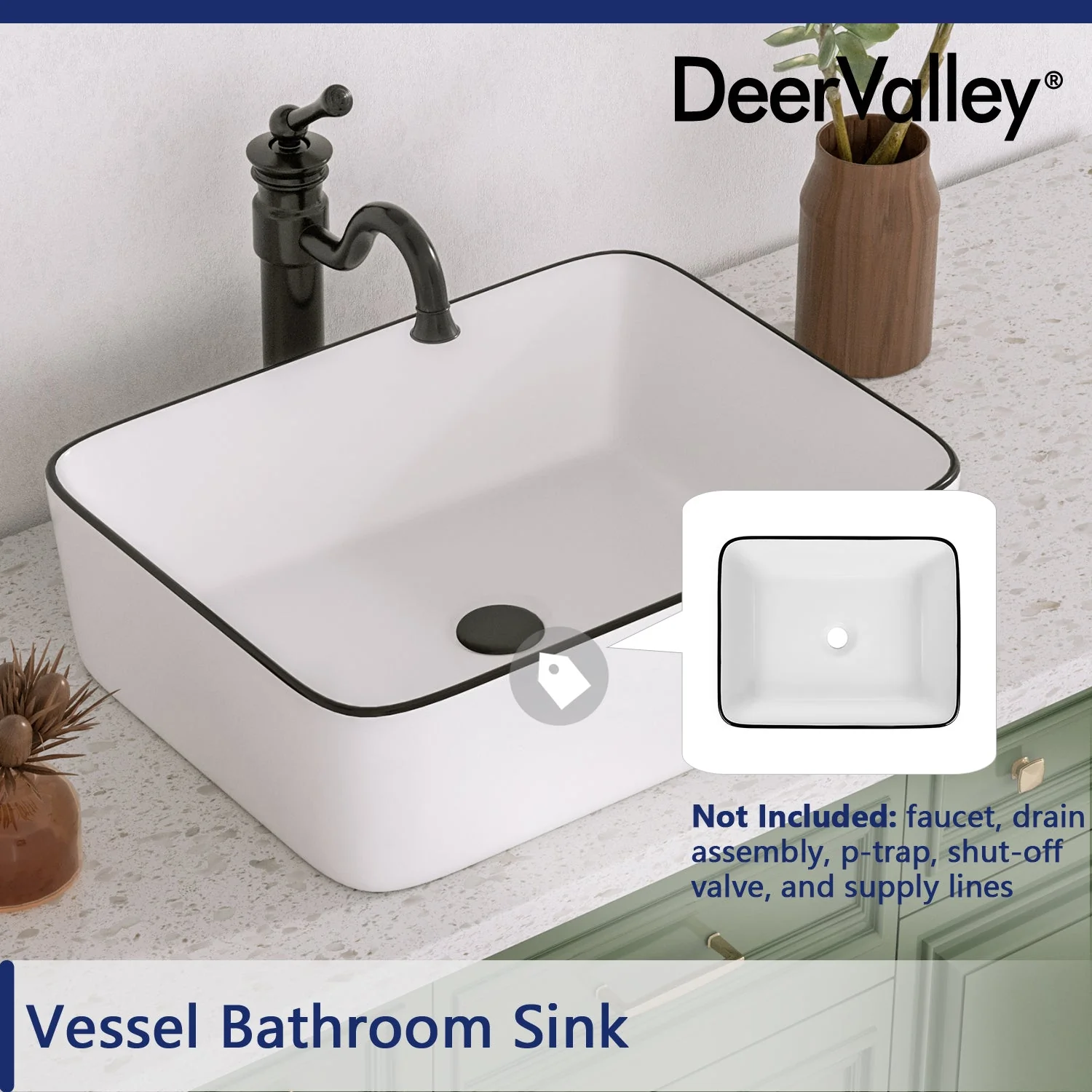 DeerValley DV-1V0002 Vessel Sinks Easy Install Scratch-Resistant Glossy Finish - Image 16