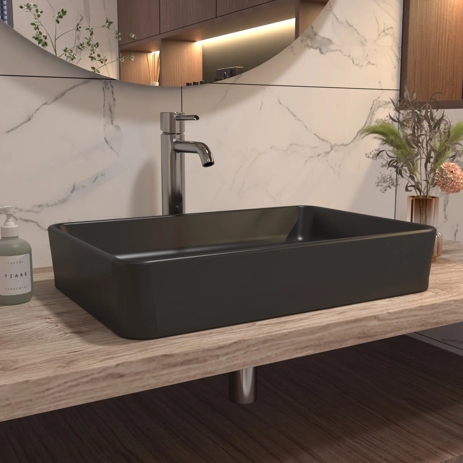 DeerValley DV-1V032 Rectangular Vessel Sinks Modern Minimalist Durable Ceramic - Image 10
