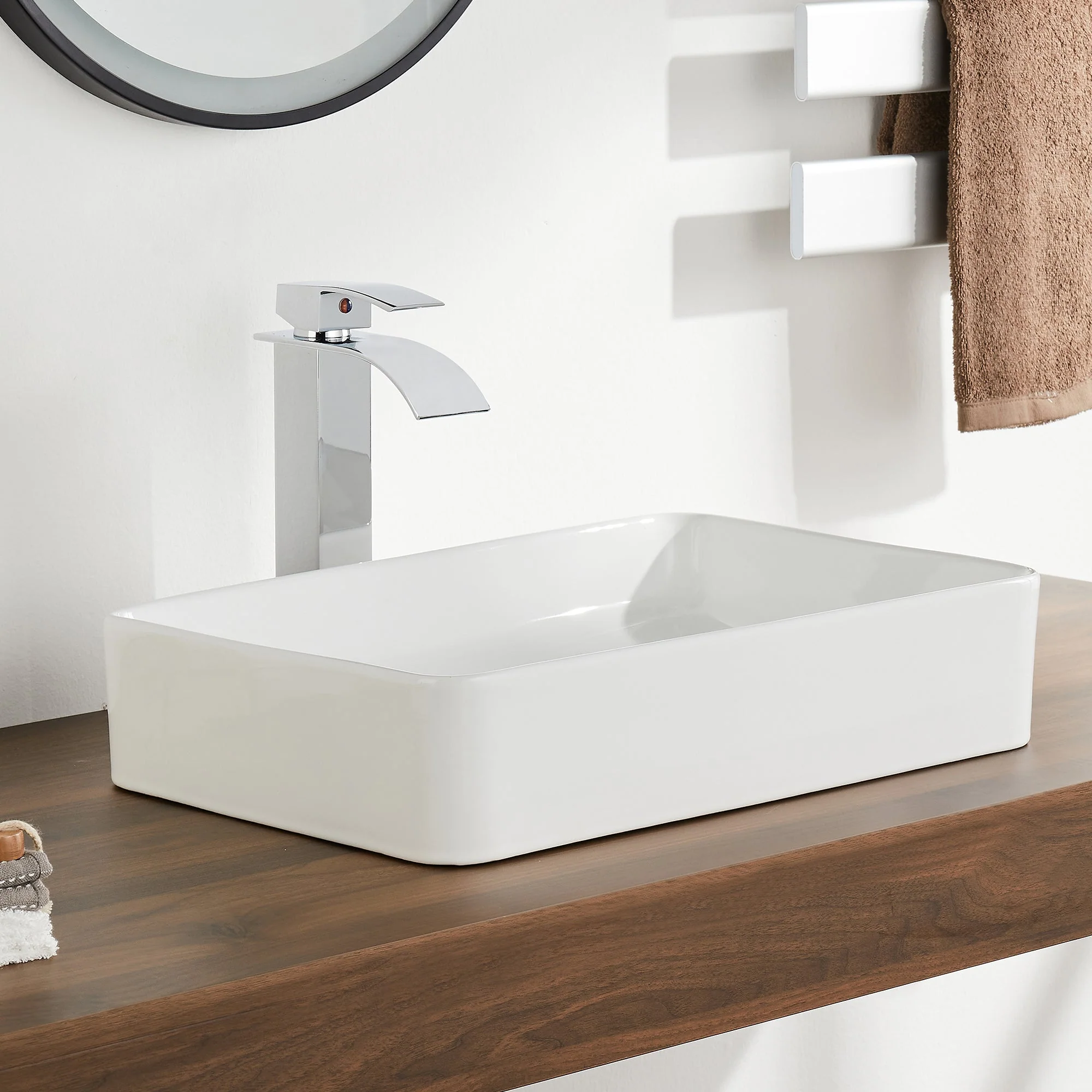 DeerValley DV-1V032 Rectangular Vessel Sinks Modern Minimalist Durable Ceramic - Image 3