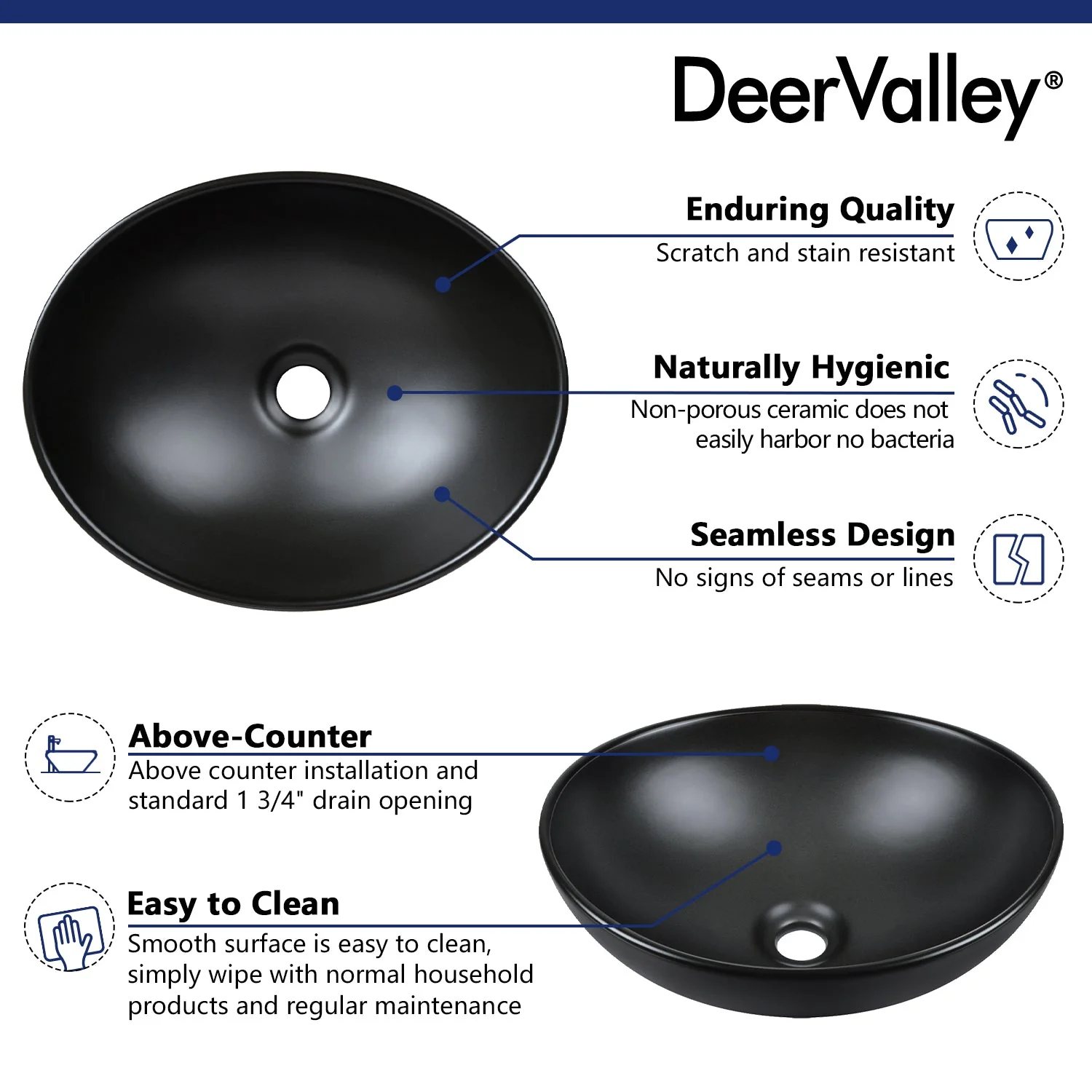 HORIZON 16" x 13" Oval Vessel Bathroom Sink, Without Overflow - Image 14